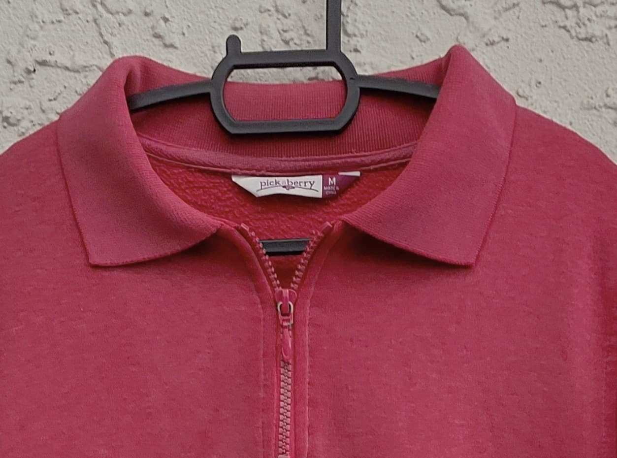 Pickaberry Quarter-Zip Sweatshirt, Pink Floral Embroidery, Size M — photo 7 of 8