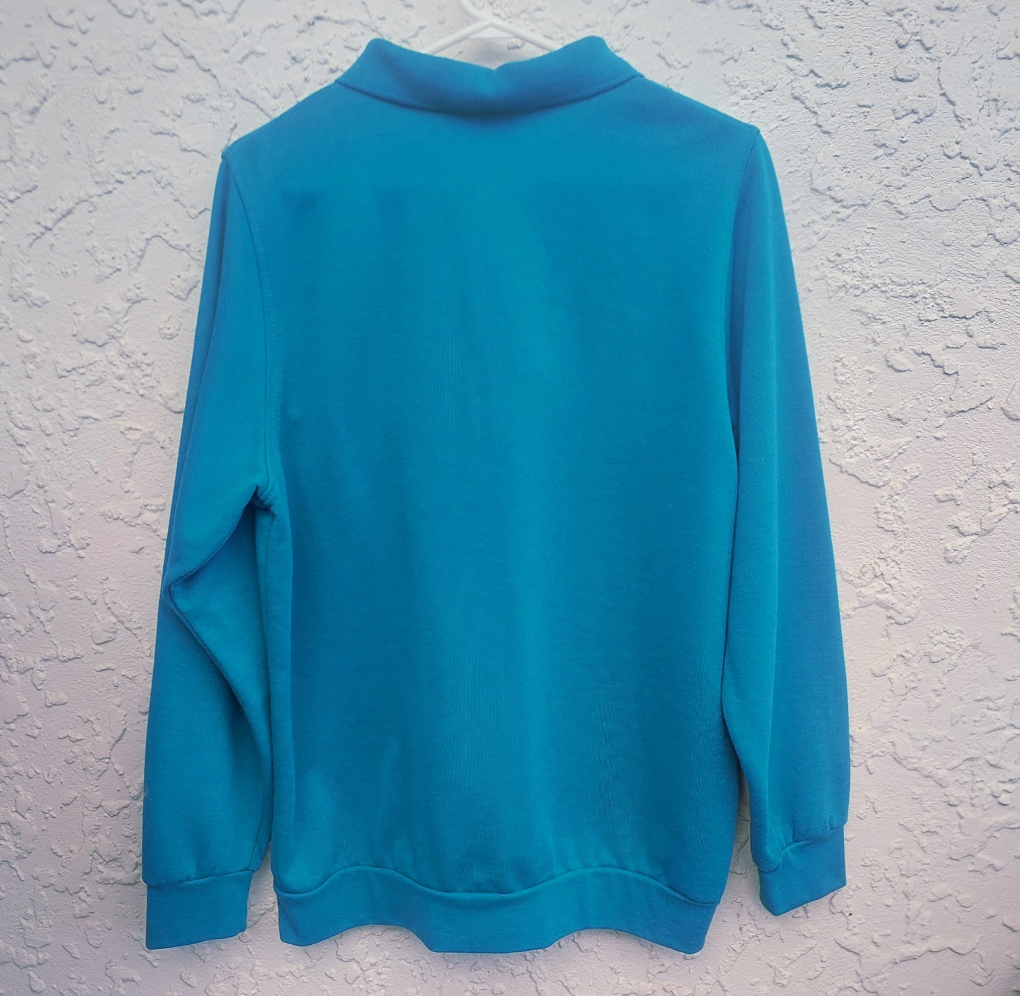 Pickaberry Quarter-Zip Sweatshirt, Teal Floral Embroidery, Size L — photo 5 of 8