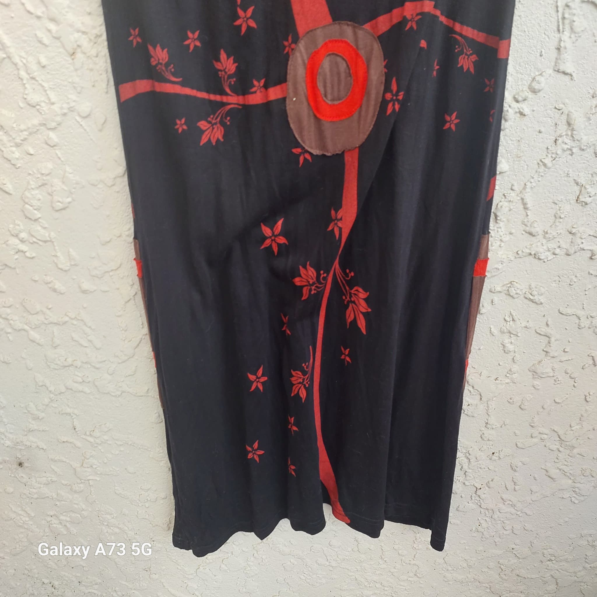 Sari Cowl Neck Dress, Black and Red, Floral Print, Size XL — photo 4 of 10