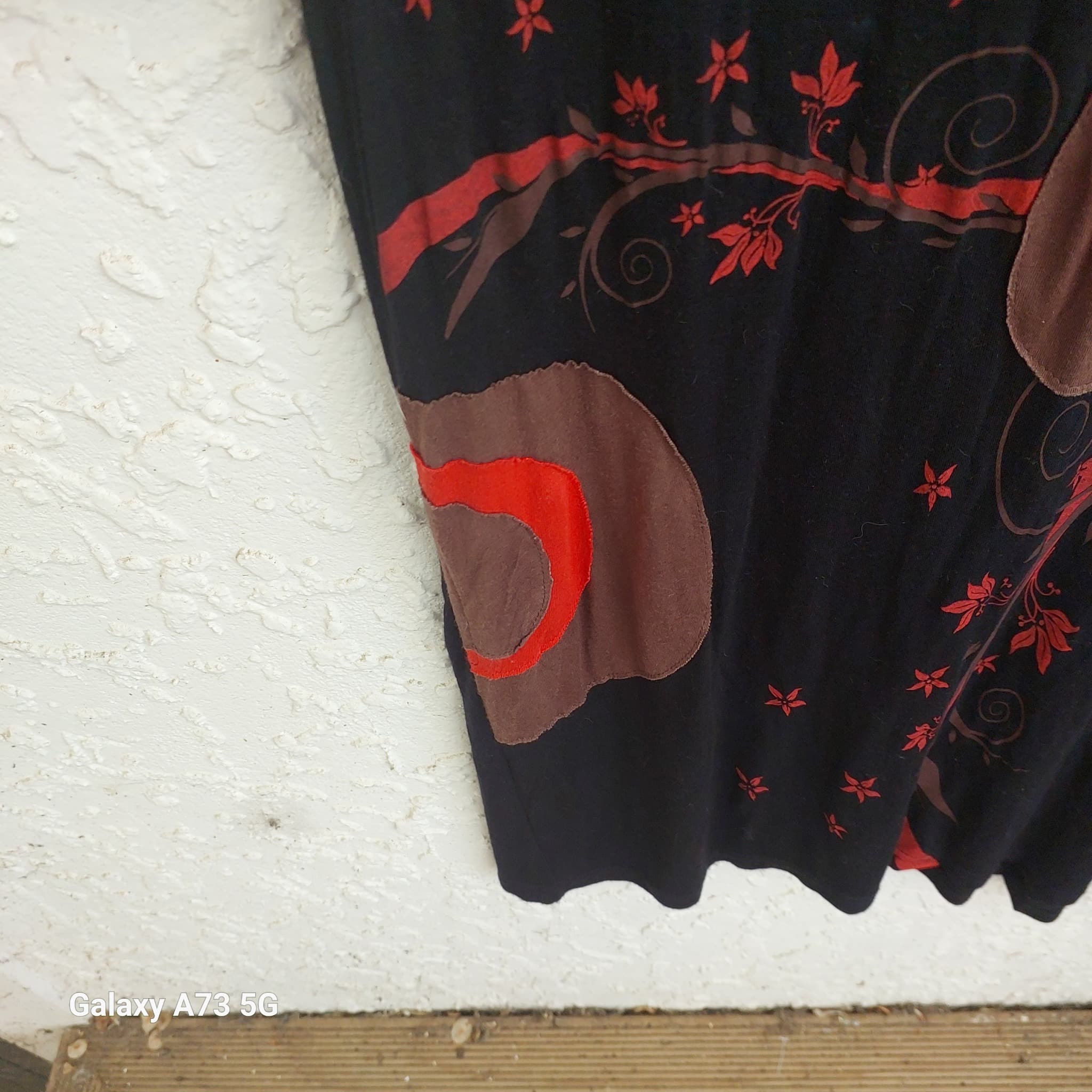 Sari Cowl Neck Dress, Black and Red, Floral Print, Size XL — photo 6 of 10