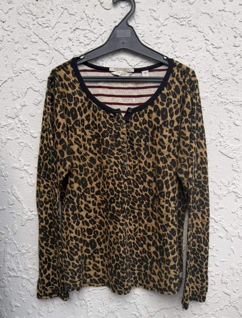 SCOTCH & SODA Henley Top, Leopard Print — photo 1 of 9