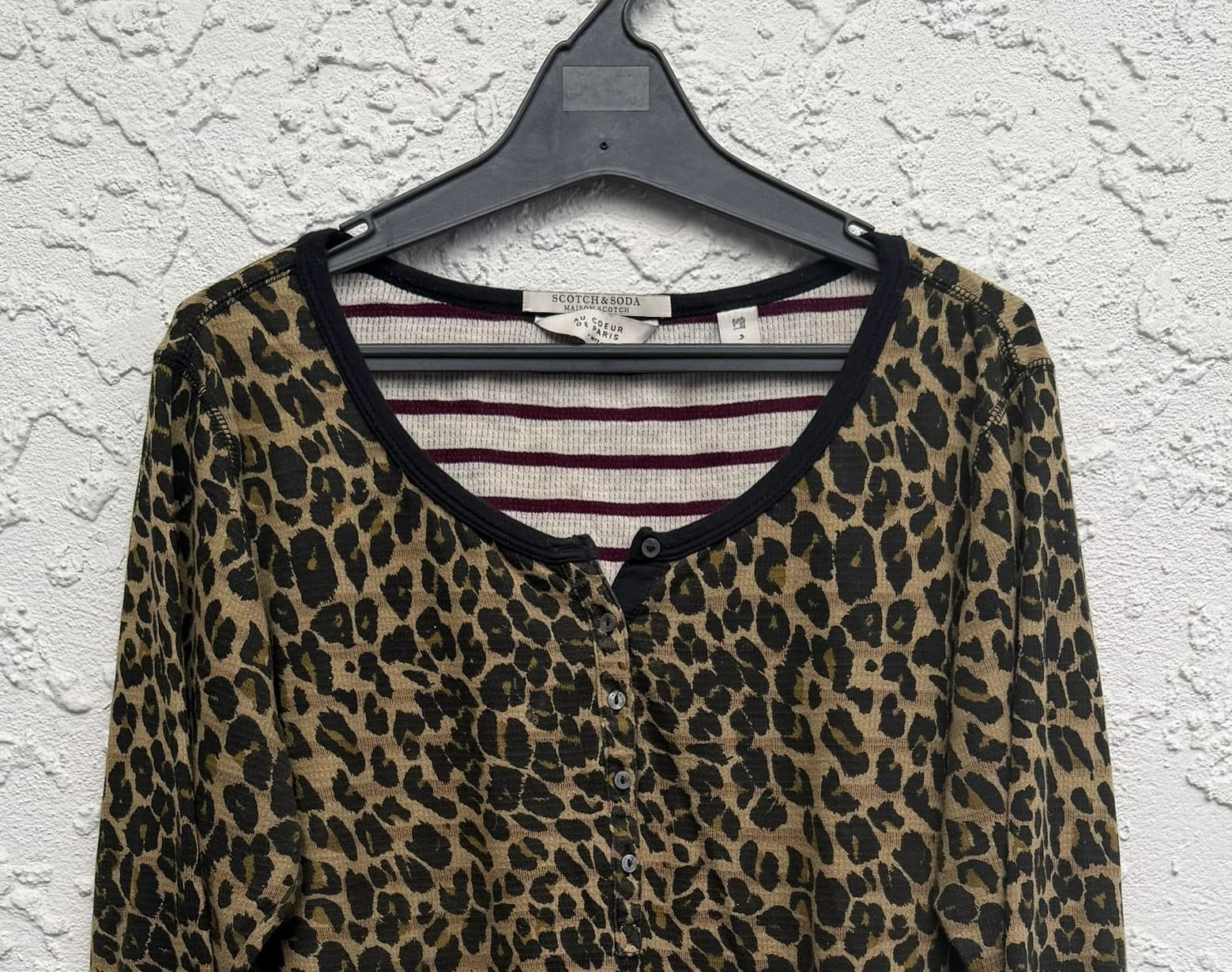 SCOTCH & SODA Henley Top, Leopard Print — photo 6 of 9