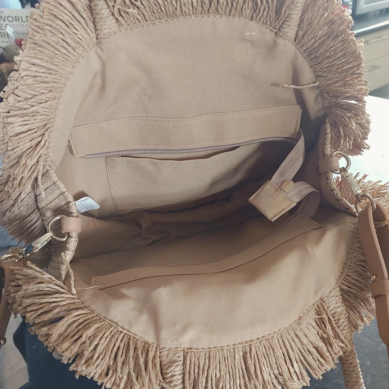 SUDA by design Straw Round Bag, Floral Embroidery, Natural — photo 10 of 10