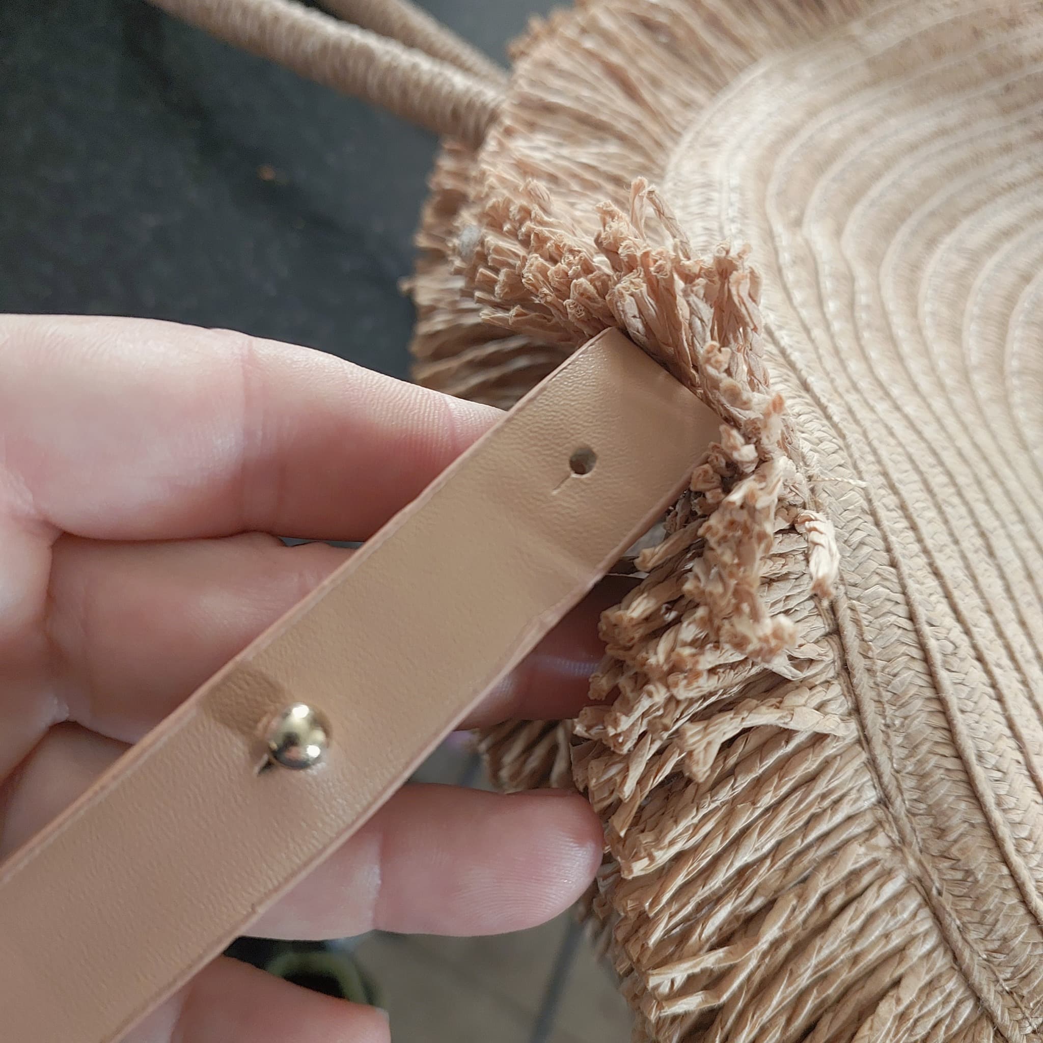 SUDA by design Straw Round Bag, Floral Embroidery, Natural — photo 6 of 10