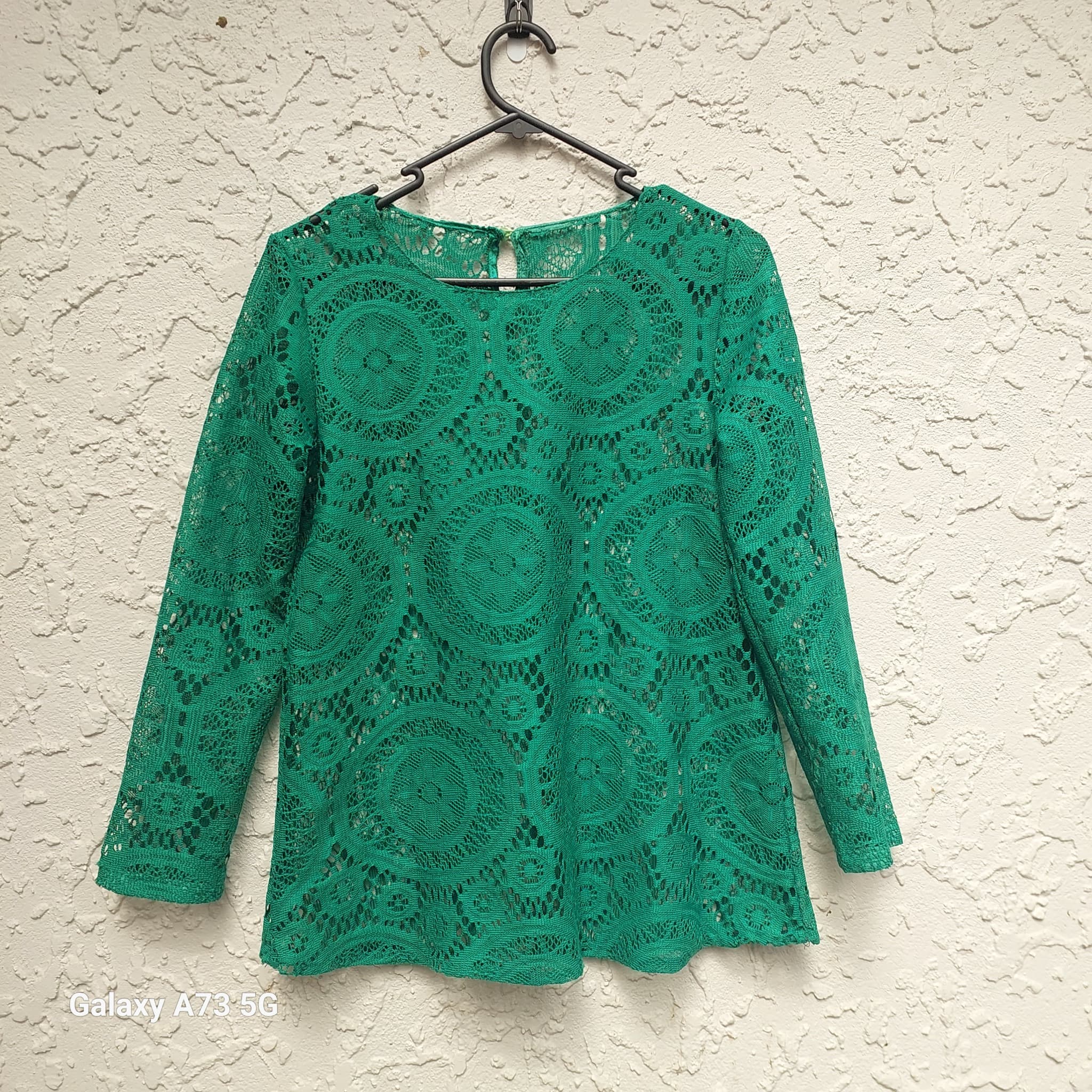 Unbranded Green Lace Long Sleeve Blouse, size unknown — photo 1 of 8
