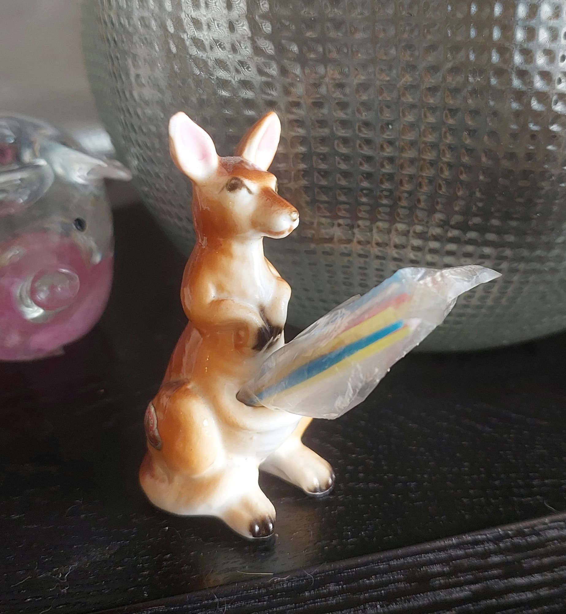 Vintage Bone China Kangaroo Figurine Toothpick Holder, Brown and White — photo 1 of 8