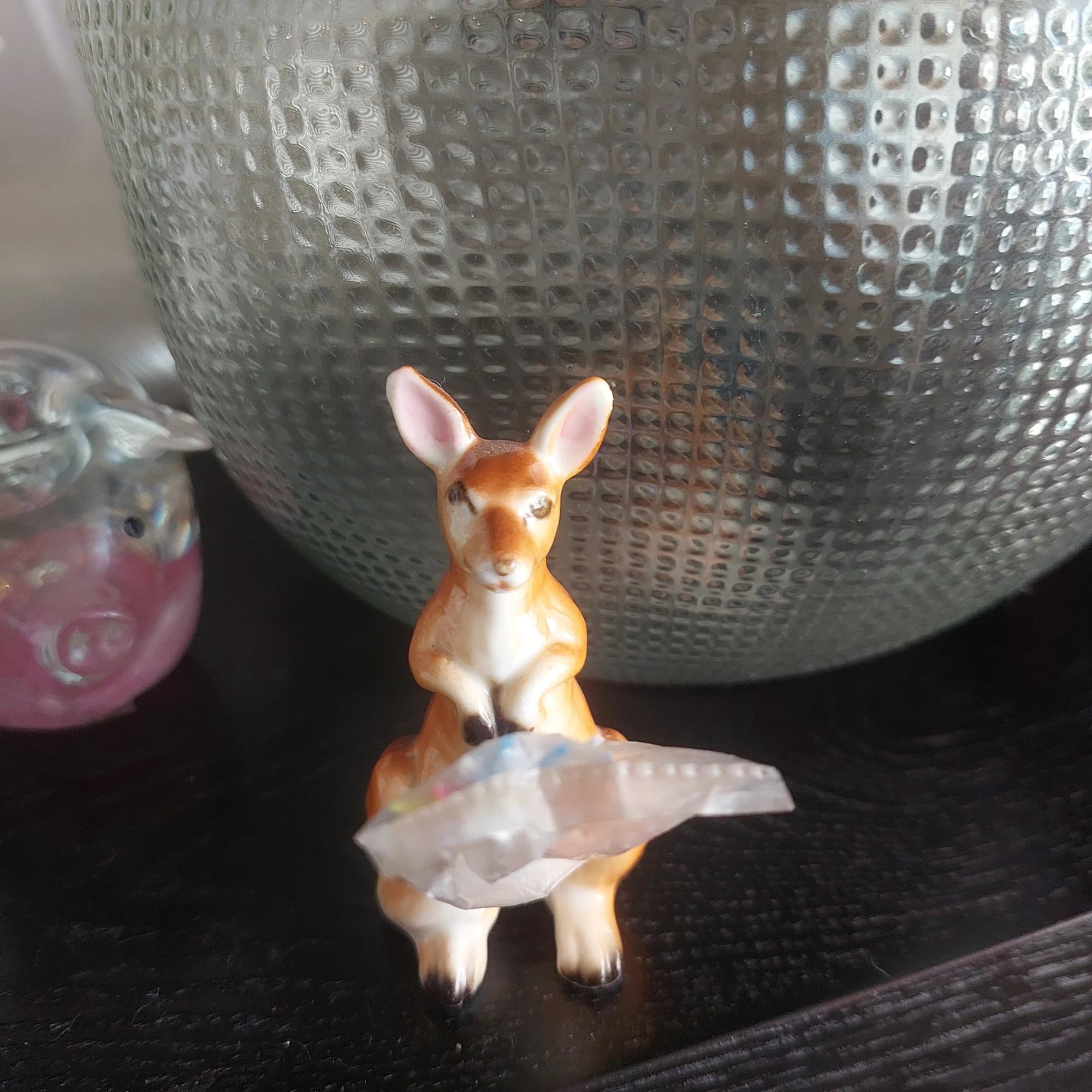 Vintage Bone China Kangaroo Figurine Toothpick Holder, Brown and White — photo 7 of 8
