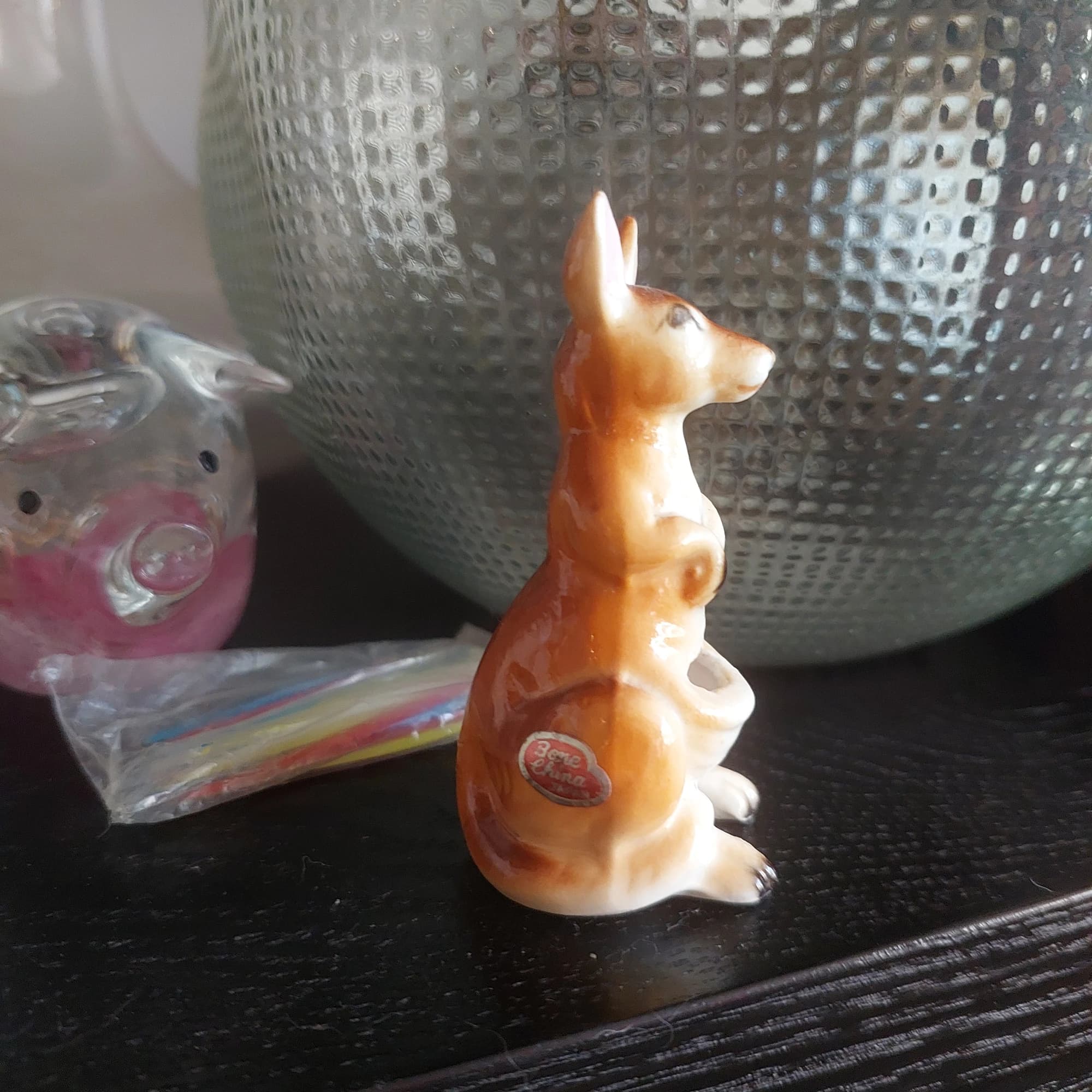 Vintage Bone China Kangaroo Figurine Toothpick Holder, Brown and White — photo 8 of 8