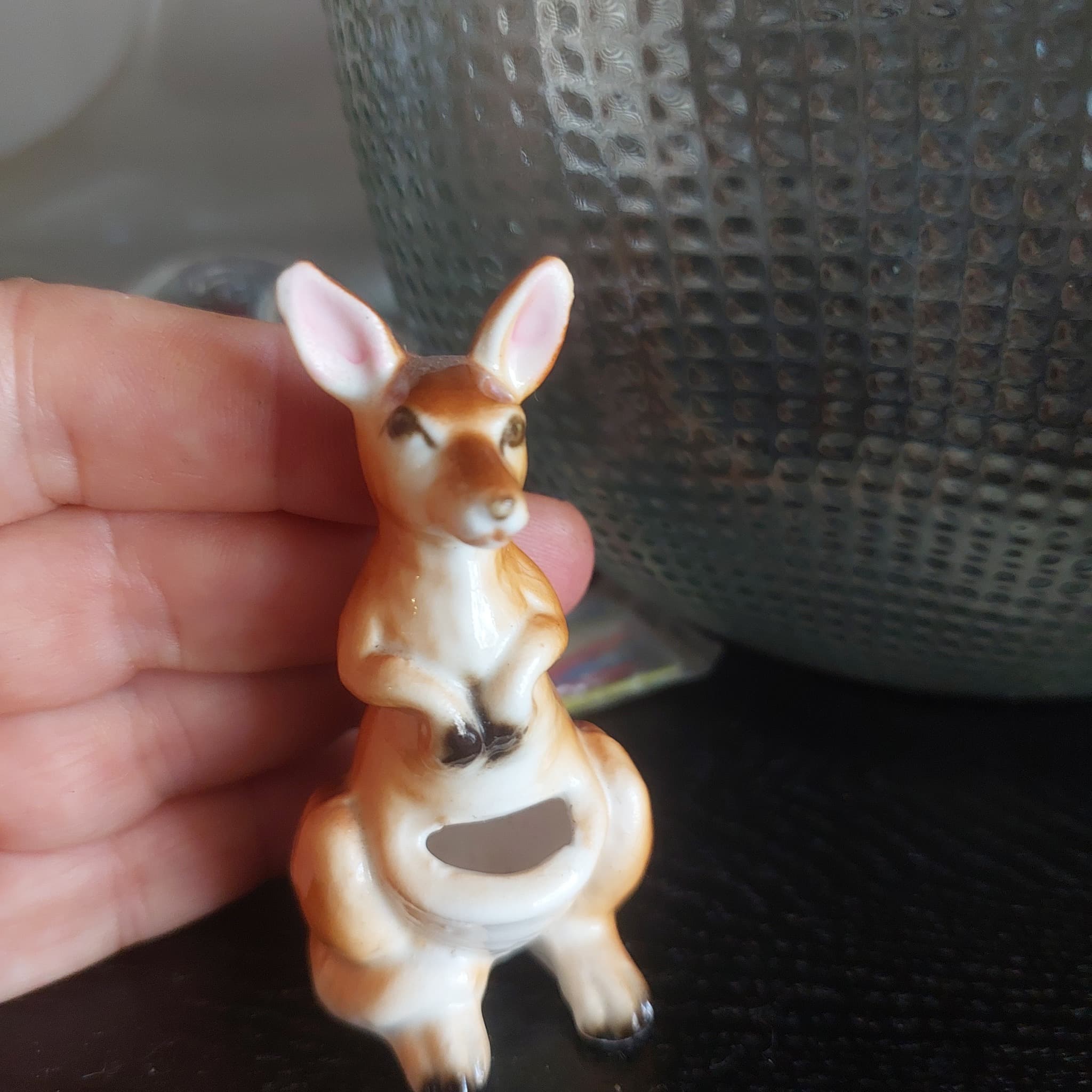 Vintage Bone China Kangaroo Figurine Toothpick Holder, Brown and White — photo 4 of 8