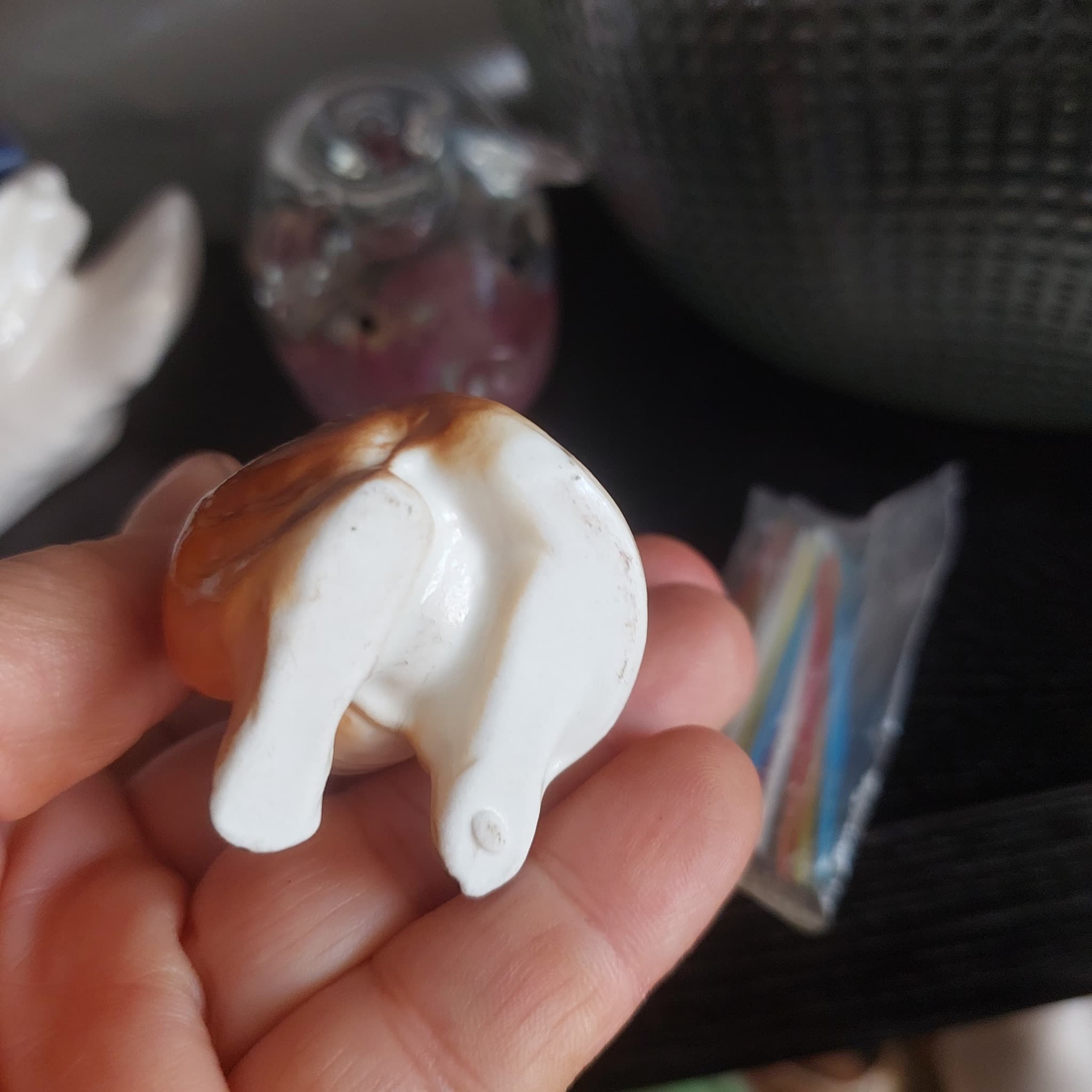 Vintage Bone China Kangaroo Figurine Toothpick Holder, Brown and White — photo 5 of 8