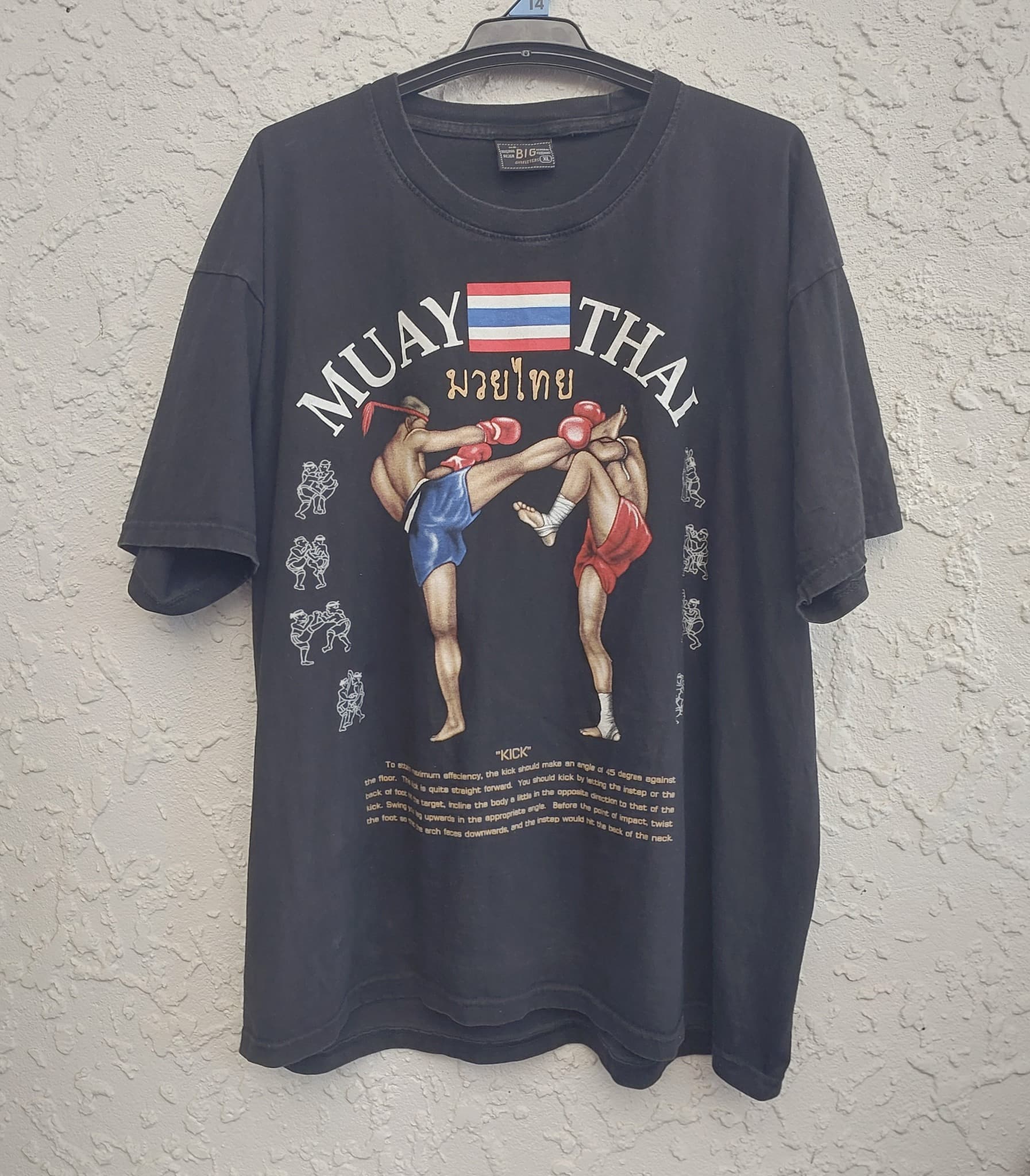 Vintage Muay Thai Graphic T-Shirt, Black, Size XL