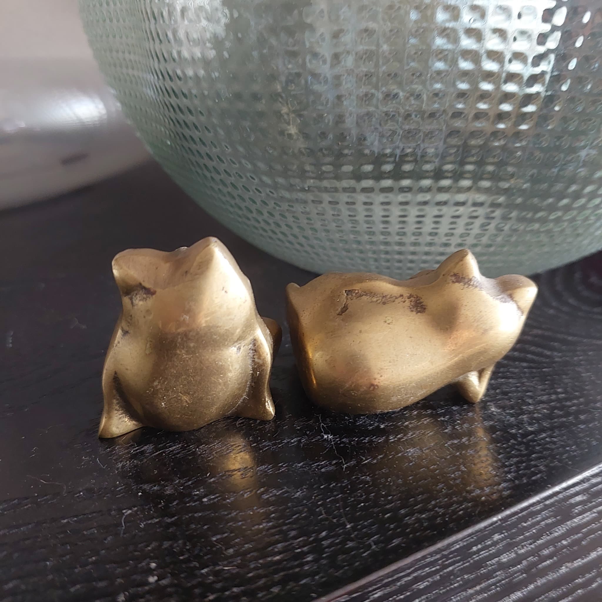 Vintage Solid Brass Frog Figurines, Set Of Two, Gold — photo 5 of 5