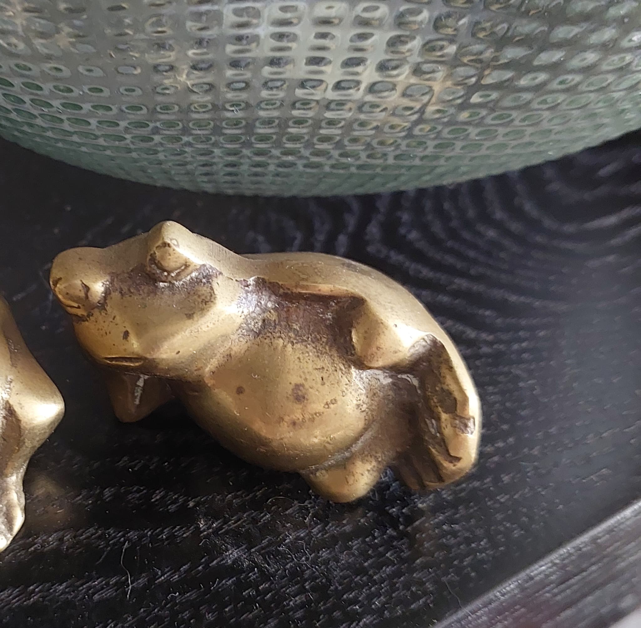 Vintage Solid Brass Frog Figurines, Set Of Two, Gold — photo 3 of 5