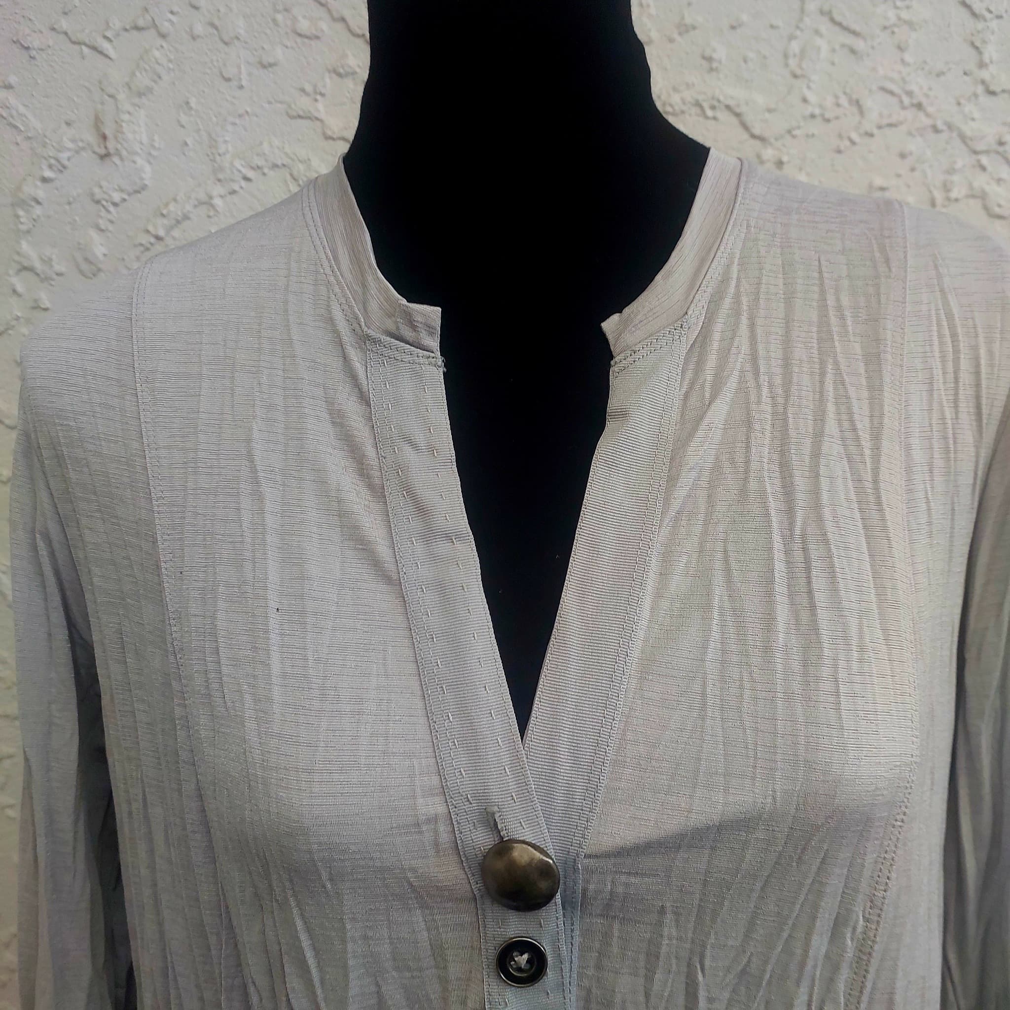 Vintage VERGE "Wonder Cardi" textured grey tunic cardigan - Size L (Mint) — photo 2 of 10
