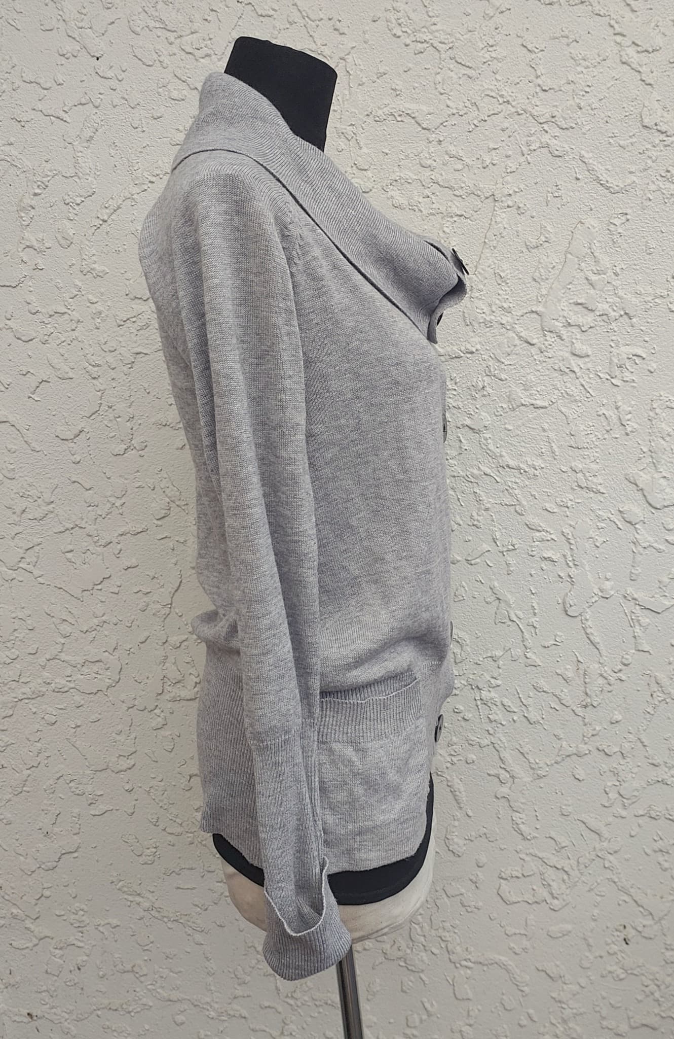 Vintage Y2K Sápa Grey Cowl Neck Cardigan, Button-Front, Size M — photo 3 of 10