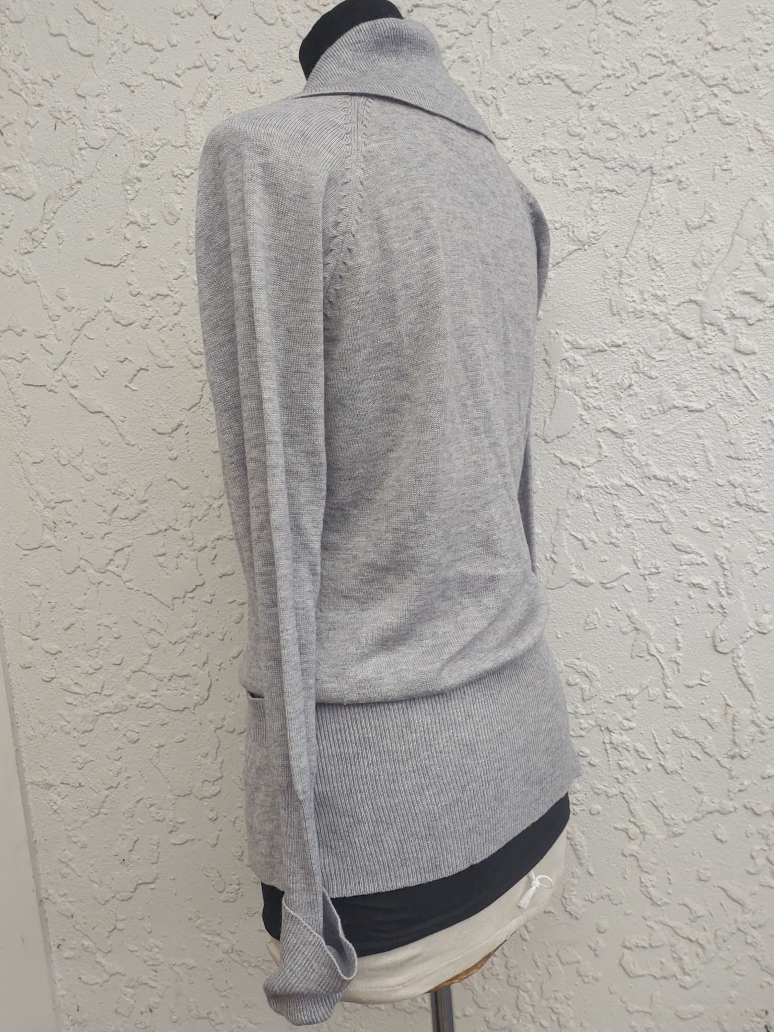 Vintage Y2K Sápa Grey Cowl Neck Cardigan, Button-Front, Size M — photo 4 of 10