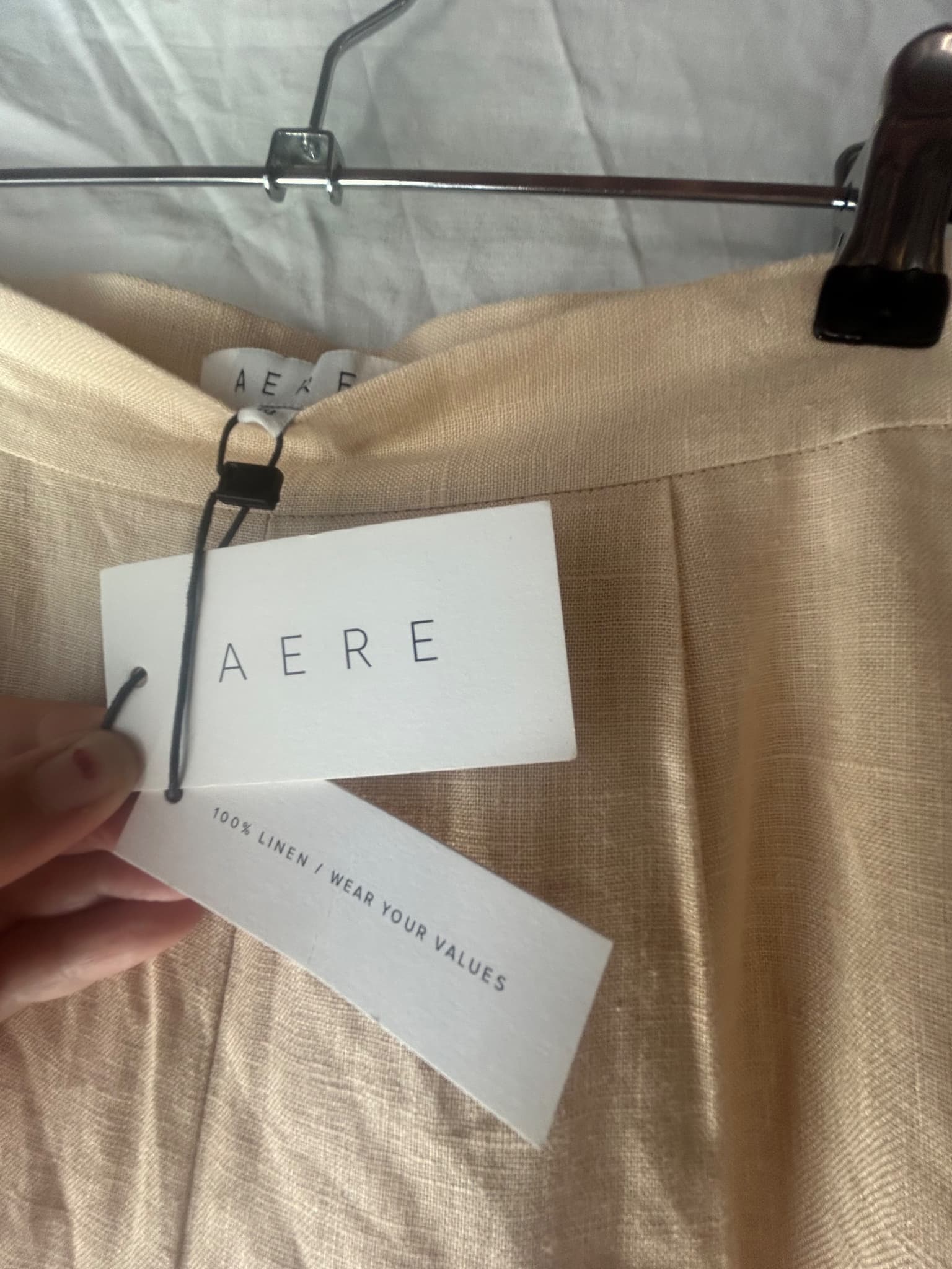 AERE Linen Wide-Leg Pant Beige Women's Size 10 — photo 3 of 6