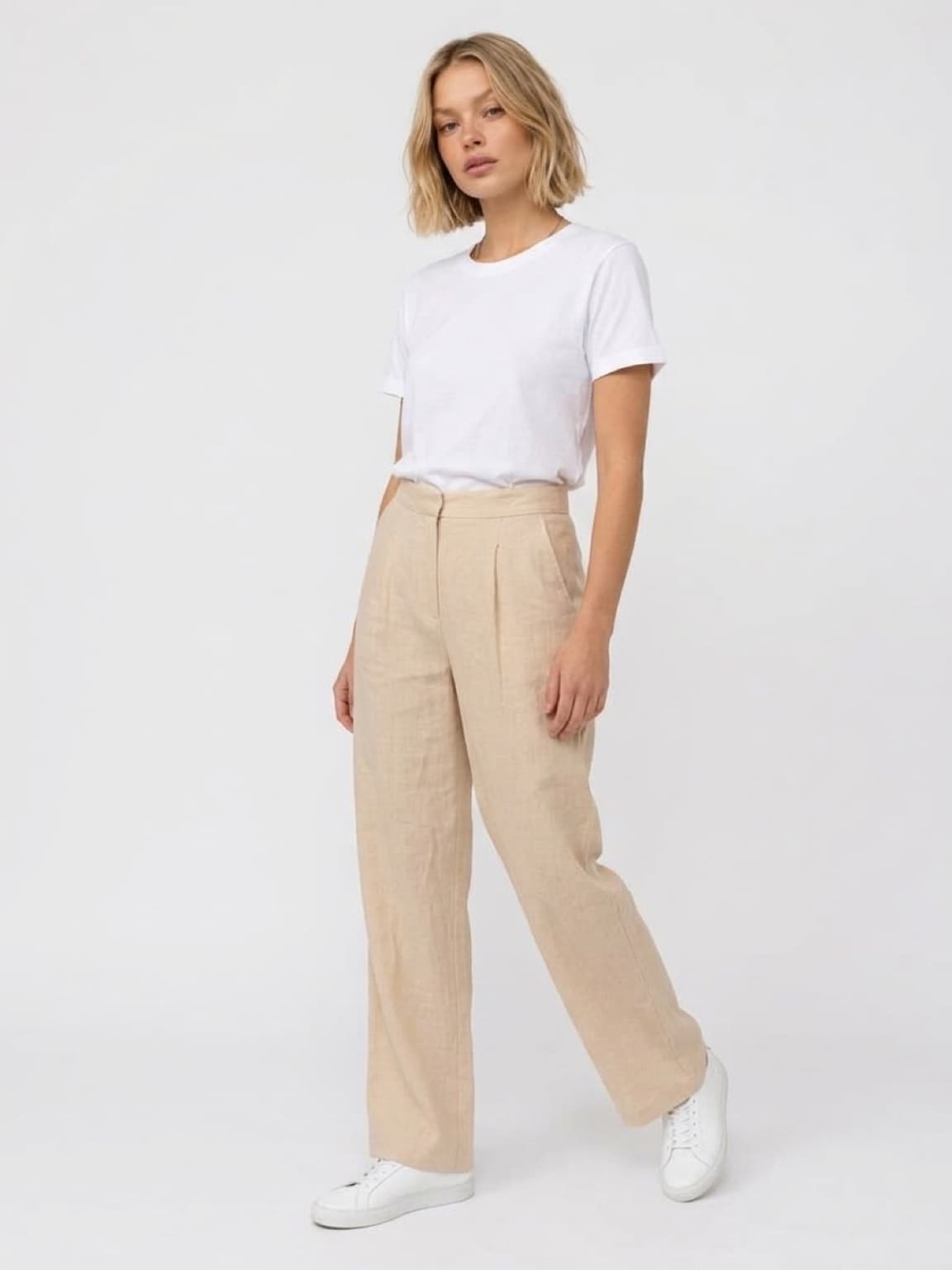 AERE Linen Wide-Leg Pant Beige Women's Size 10 — photo 2 of 6
