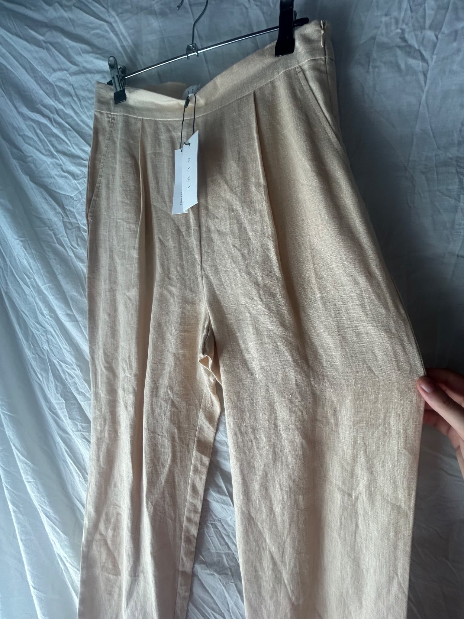 AERE Linen Wide-Leg Pant Beige Women's Size 10 — photo 5 of 6