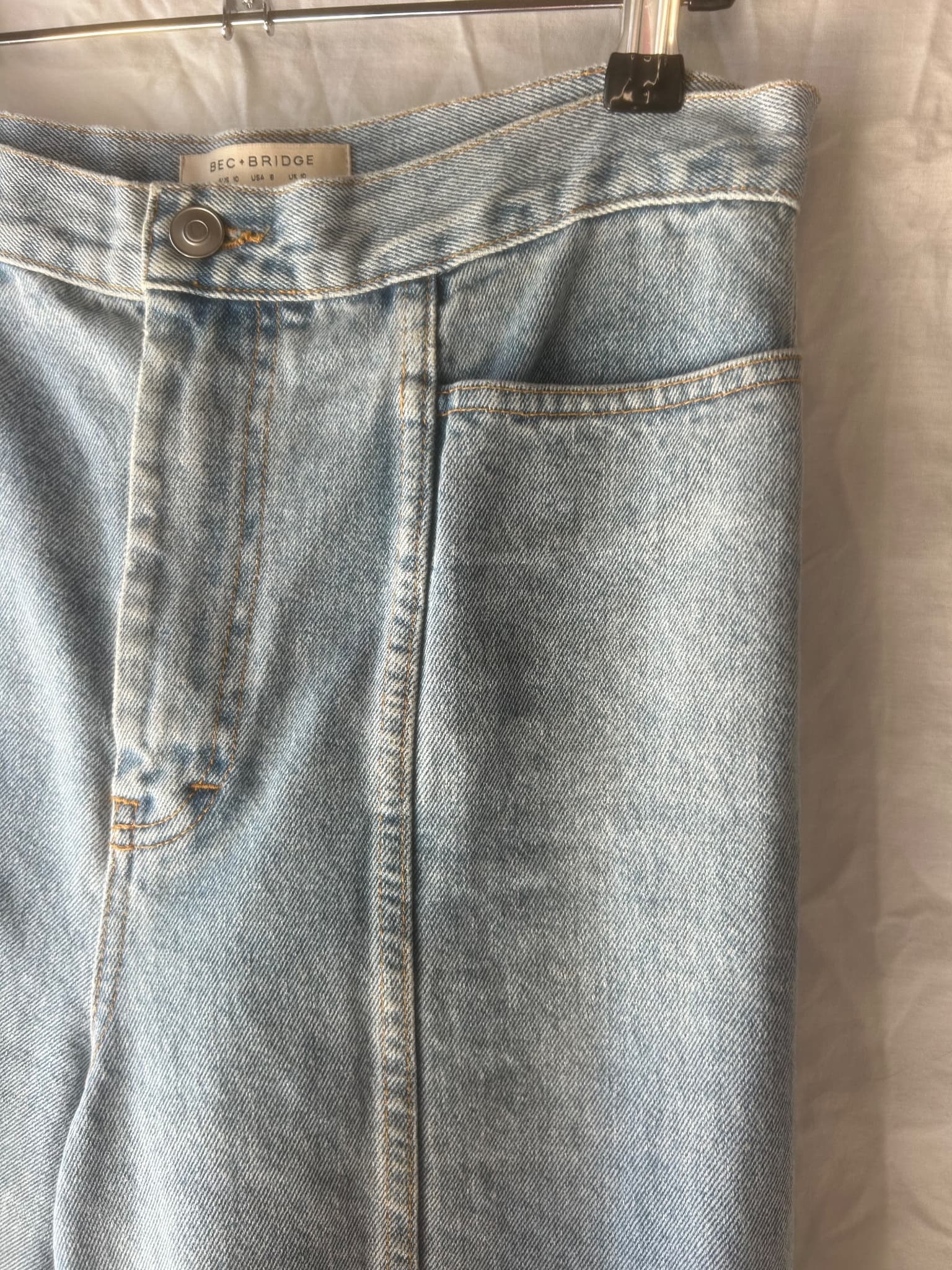 Bec + Bridge High Rise Wide Leg Cropped Jeans Light Blue AU 10 — photo 3 of 4