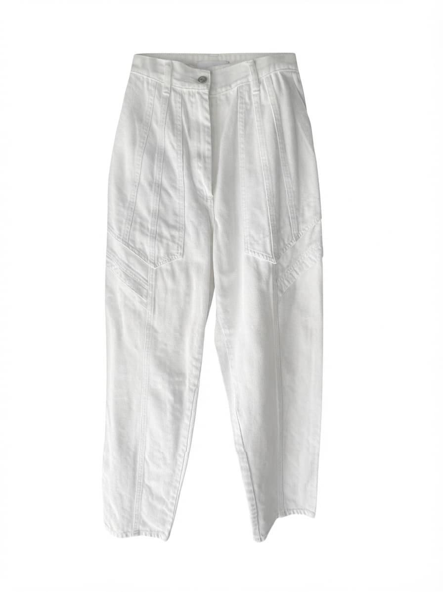 BEC + BRIDGE High-Waisted Paneled Denim Jeans White AU 10 — photo 2 of 5