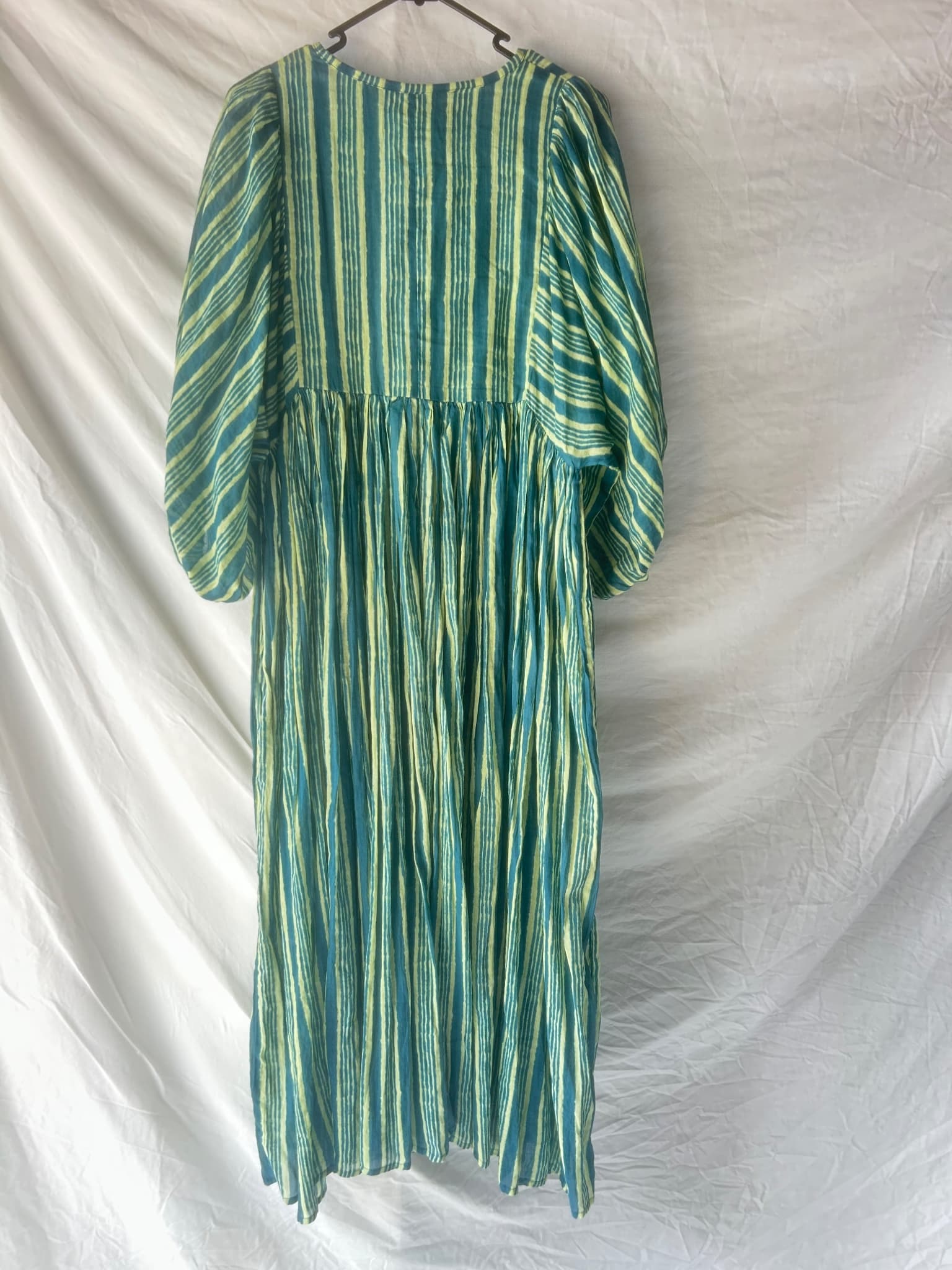 Daughters of India Kyra Midi Dress Spearmint Green Striped Cotton Size S — photo 4 of 4