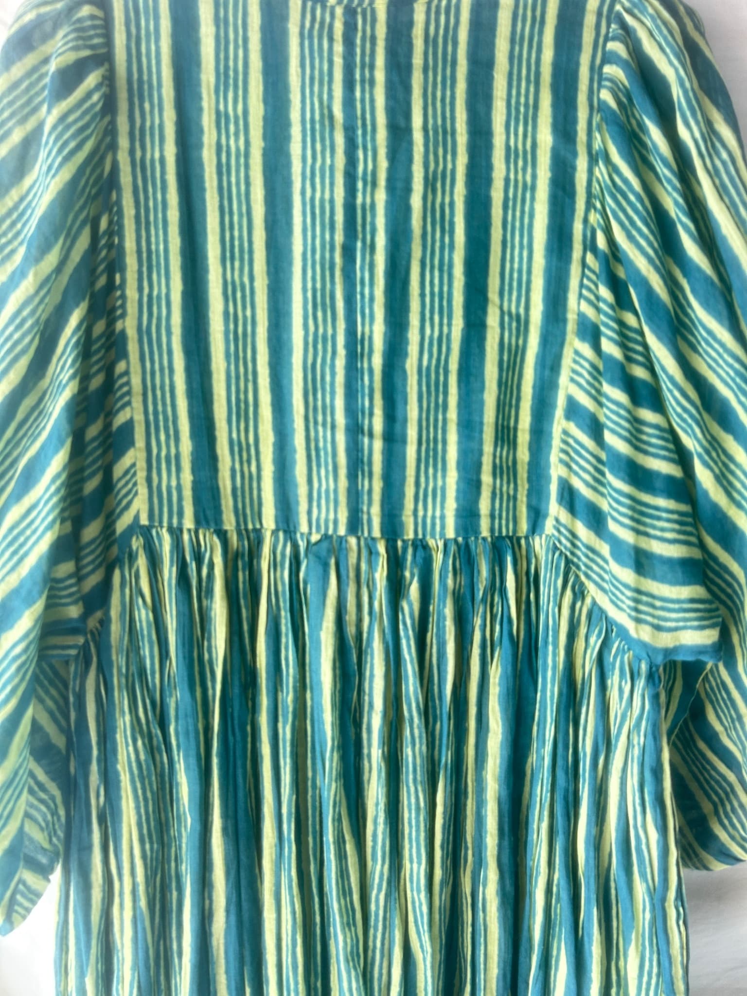 Daughters of India Kyra Midi Dress Spearmint Green Striped Cotton Size S — photo 3 of 4