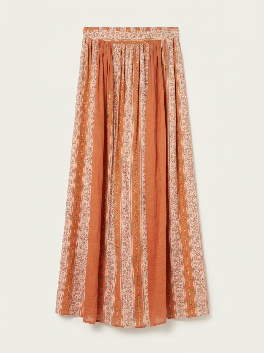 Fleetwood Collection Boho Printed Maxi Skirt Orange Size XS — photo 1 of 3