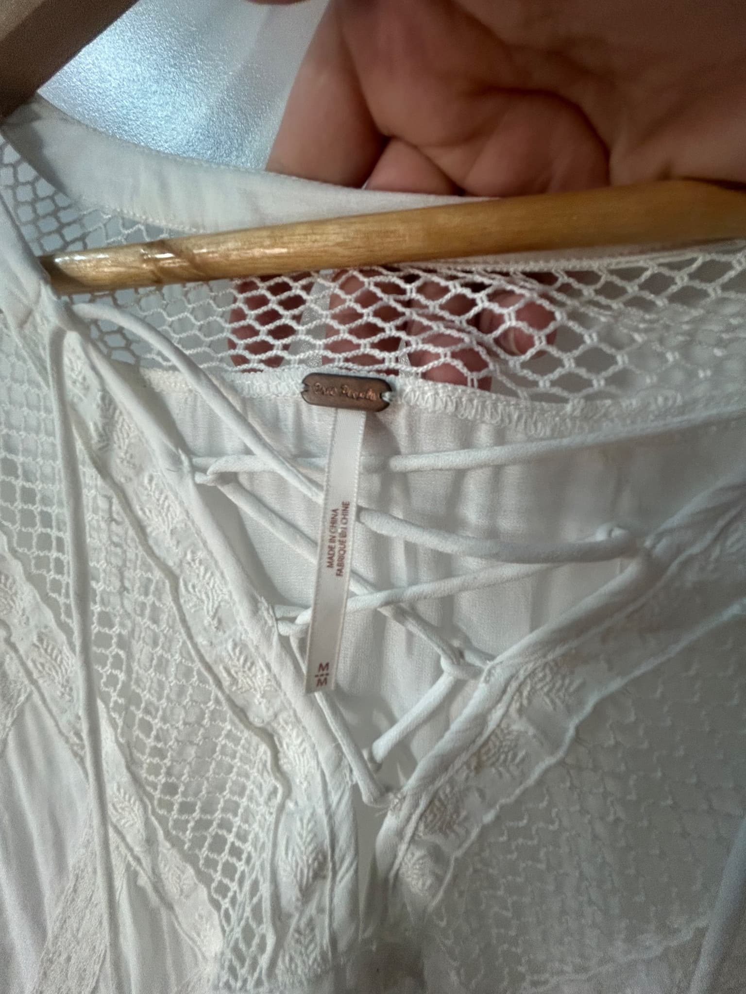 Free People Don't Let Go Lace-Up Tunic Blouse White Size M — photo 4 of 7
