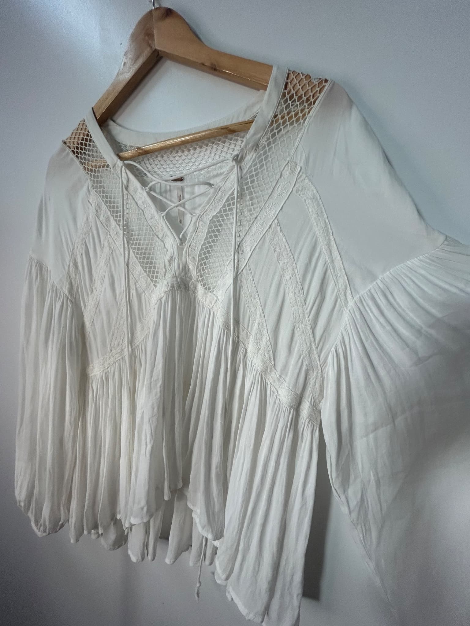 Free People Don't Let Go Lace-Up Tunic Blouse White Size M — photo 5 of 7
