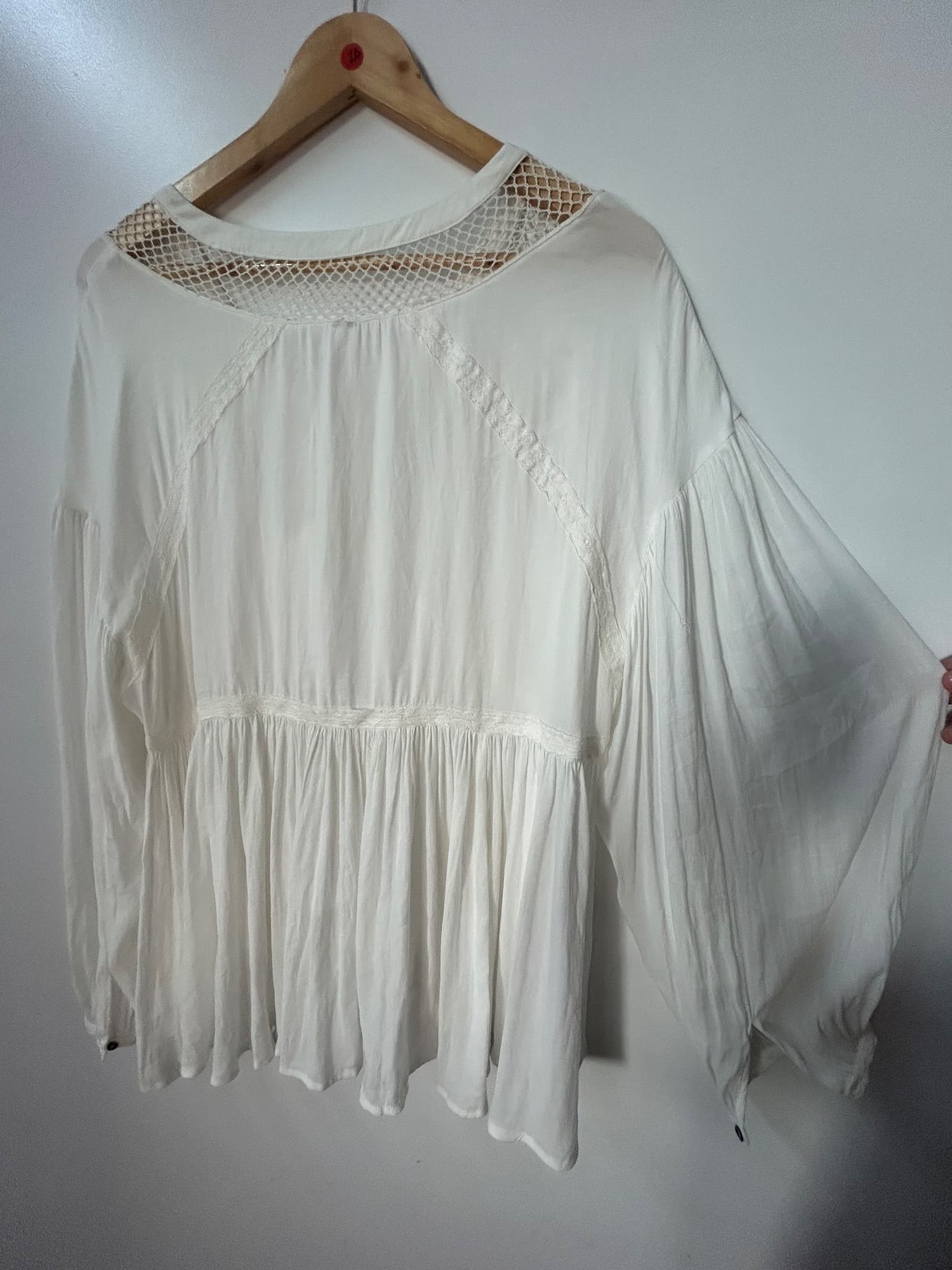 Free People Don't Let Go Lace-Up Tunic Blouse White Size M — photo 6 of 7