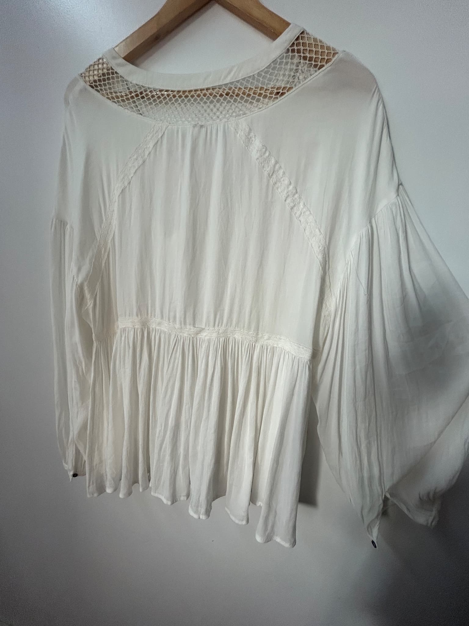 Free People Don't Let Go Lace-Up Tunic Blouse White Size M — photo 7 of 7