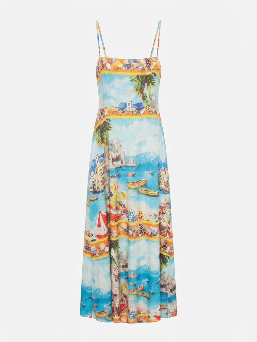 HEYCHIC Coastal Print Maxi Dress Size 8 — photo 3 of 6