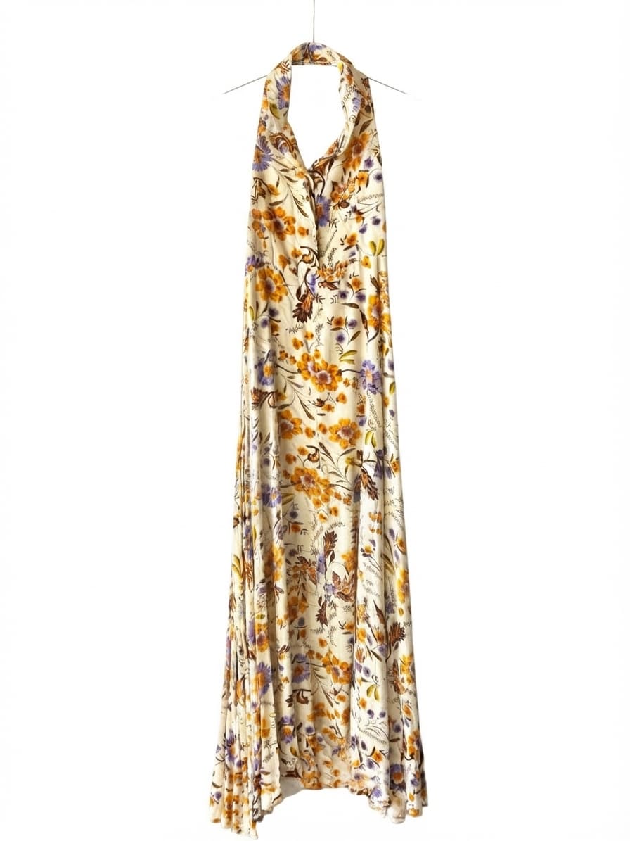 Jaase Floral Print Halter Neck Maxi Dress Yellow Purple White — photo 2 of 7
