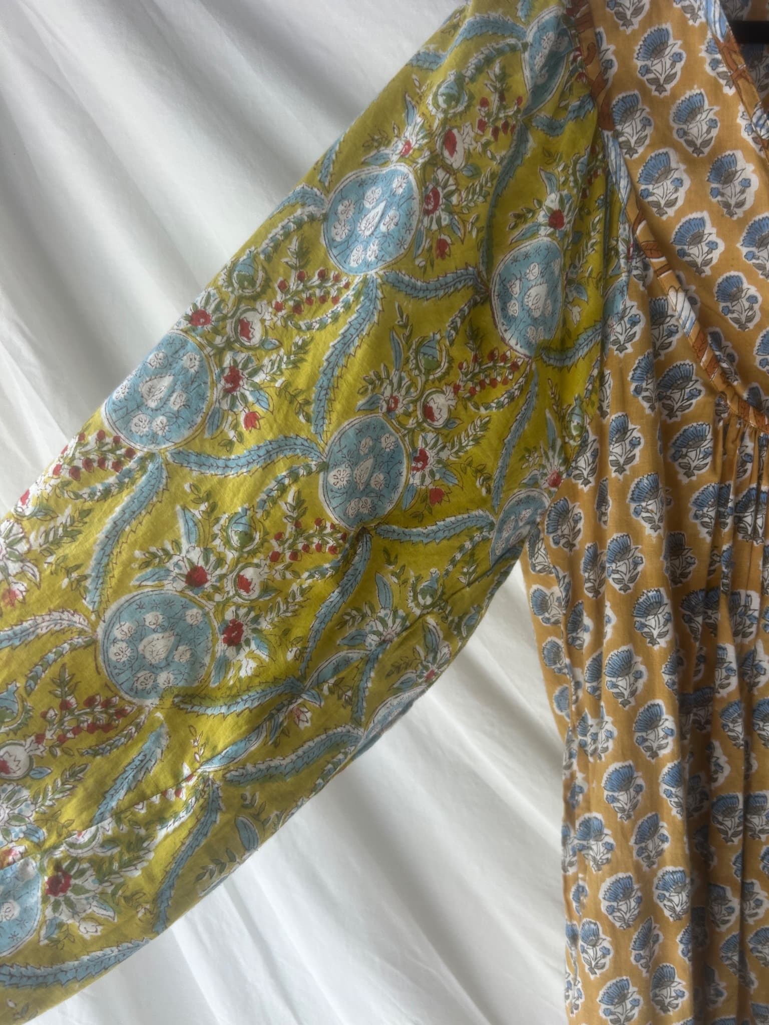 Kinga Csilla Zoya Block Print Marrakesh Floral Long Sleeve Maxi Dress Mustard Size 6 — photo 3 of 6