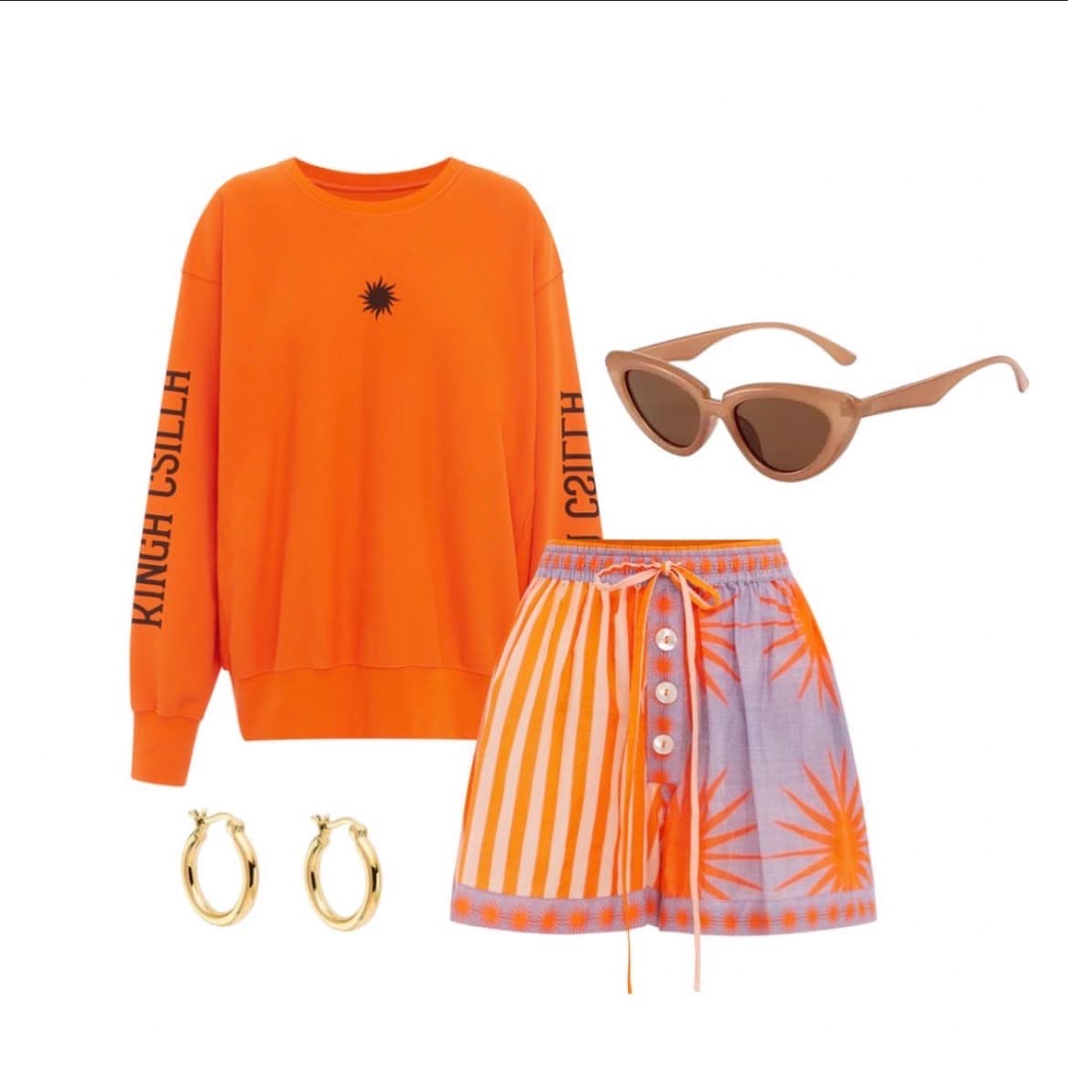 Kinga Scilla Orange Sun Graphic Sweatshirt Size Small — photo 2 of 7