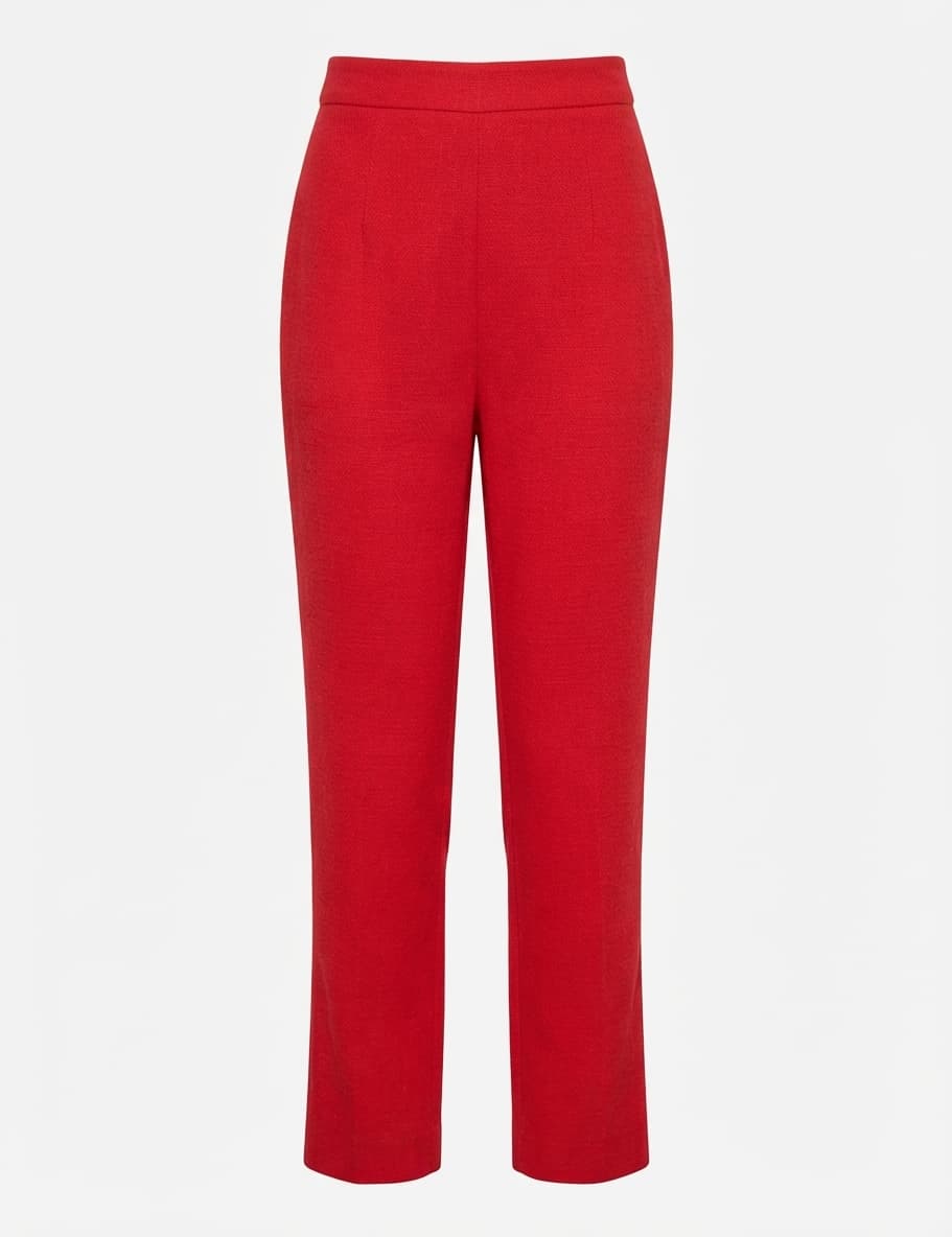 Kookai High-Waisted Textured Trousers Red Size 36 — photo 1 of 3