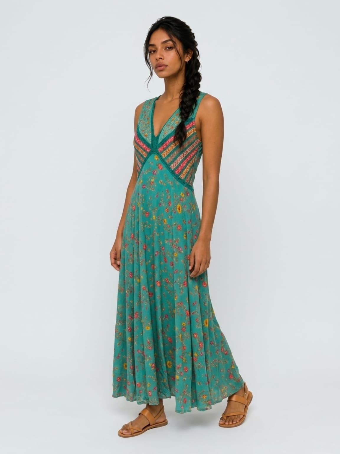 LABEL RITU KUMAR Floral Maxi Dress Green — photo 1 of 7