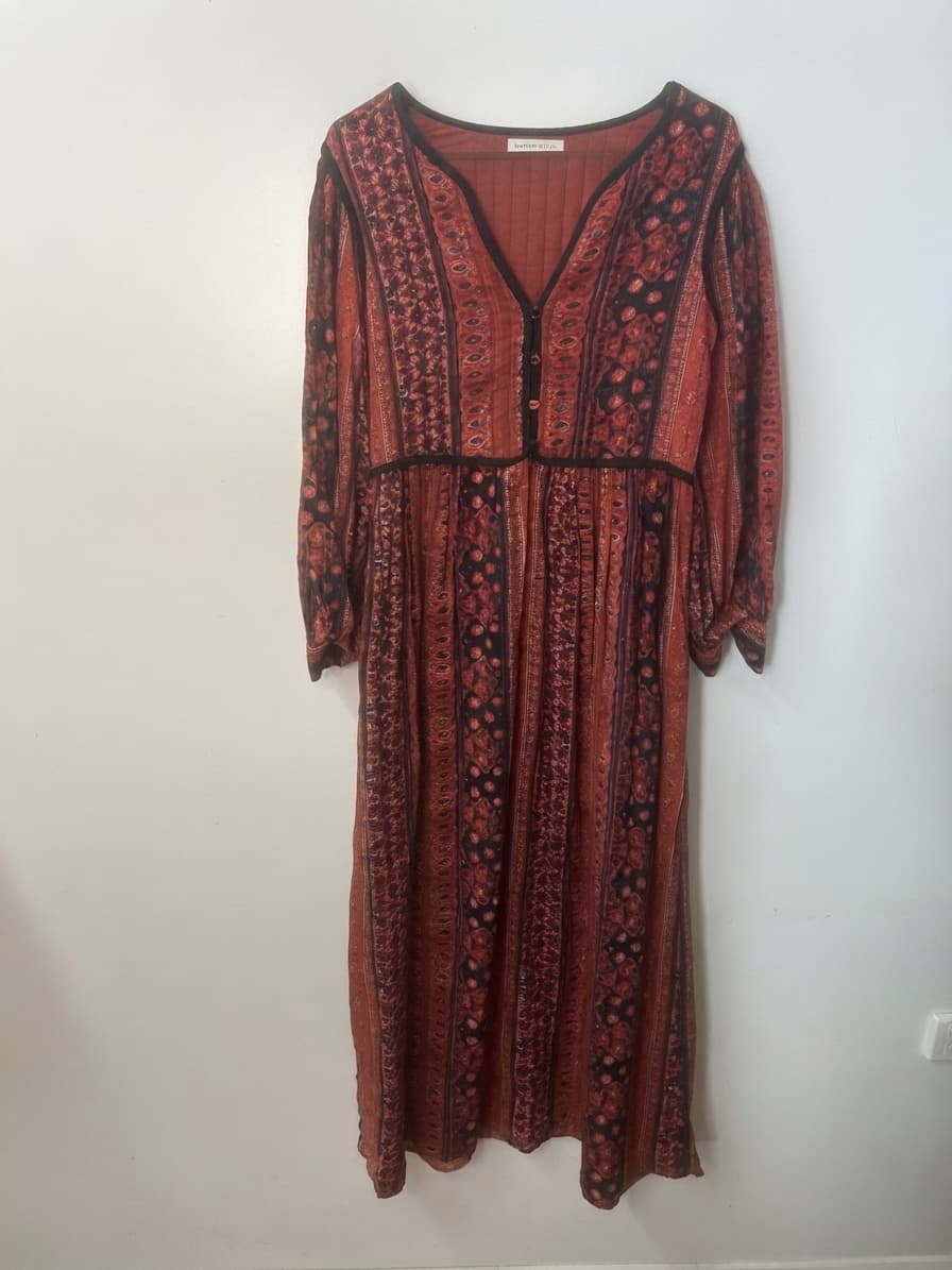 Maison Hotel Dalida Printed V-Neck Maxi Dress Red Black XS — photo 5 of 7