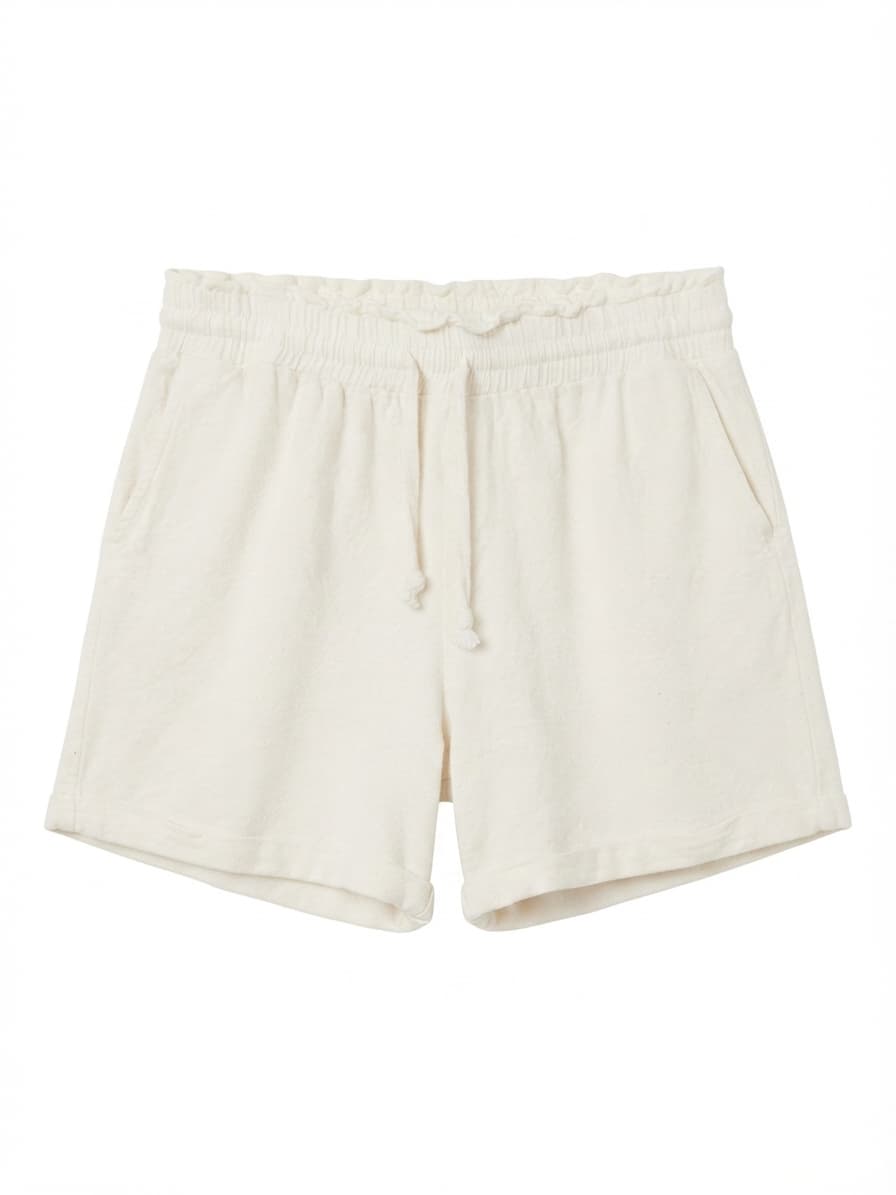 MYLK Cream Linen Blend Drawstring Shorts Size 16 — photo 1 of 3
