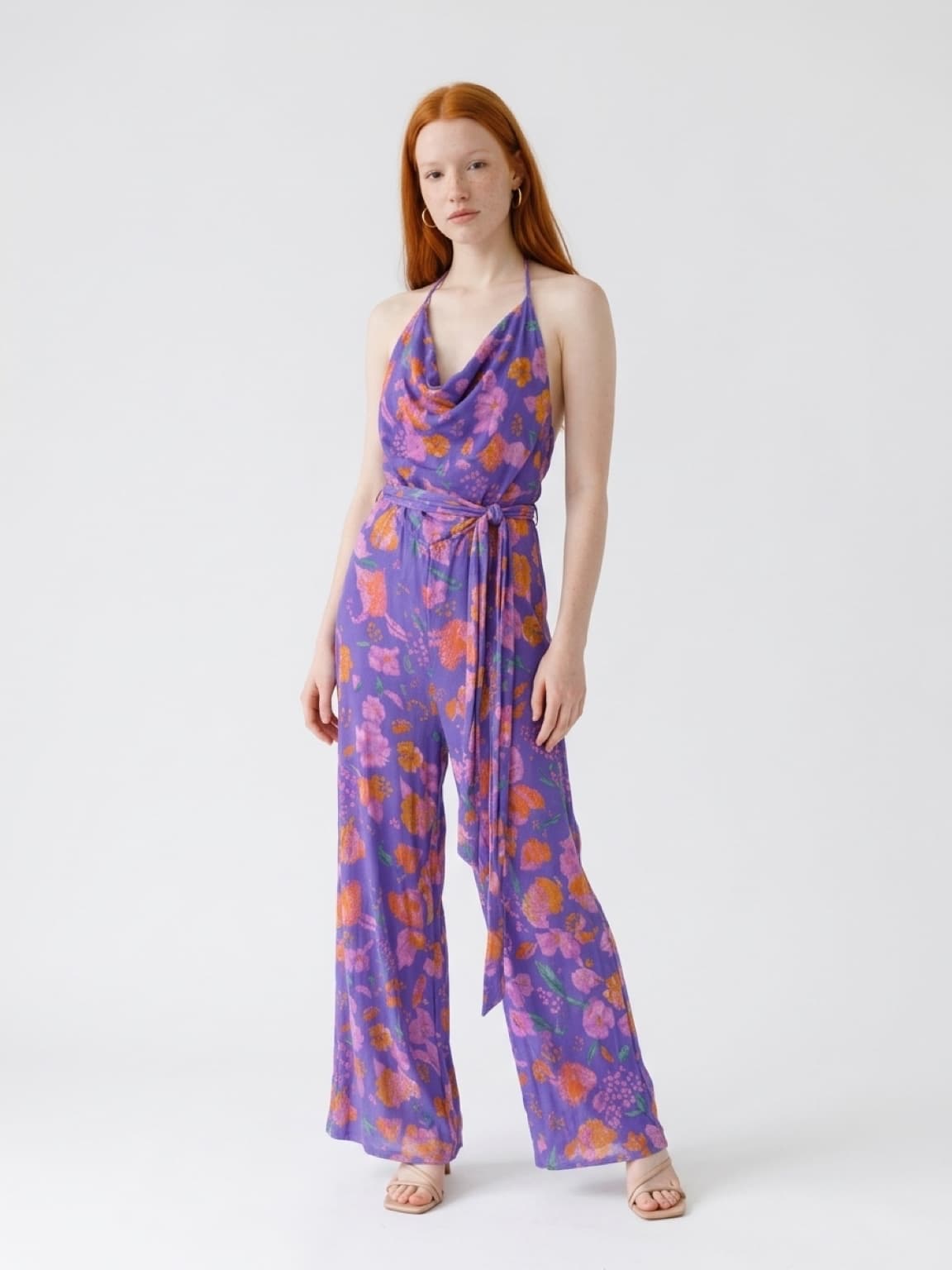 Nine Lives Bazaar Floral Halter Jumpsuit Purple Women's Size 8 — photo 1 of 7