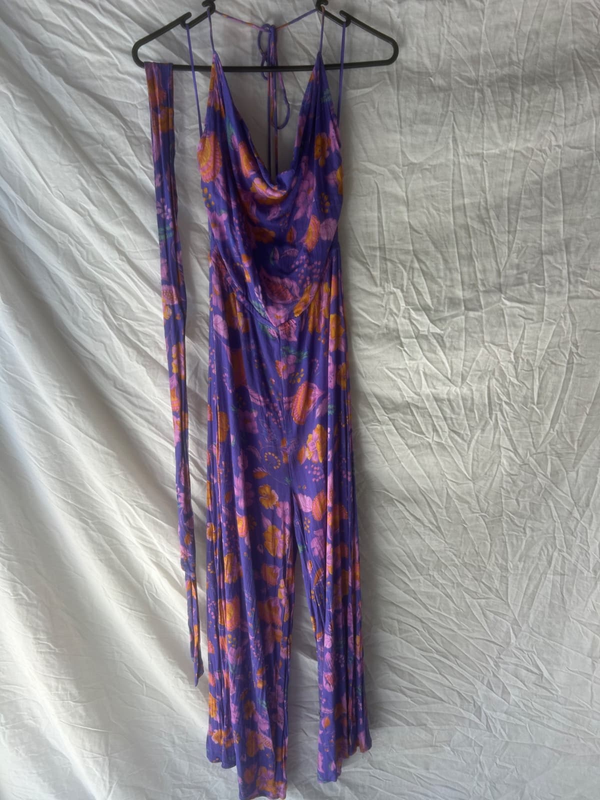 Nine Lives Bazaar Floral Halter Jumpsuit Purple Women's Size 8 — photo 7 of 7