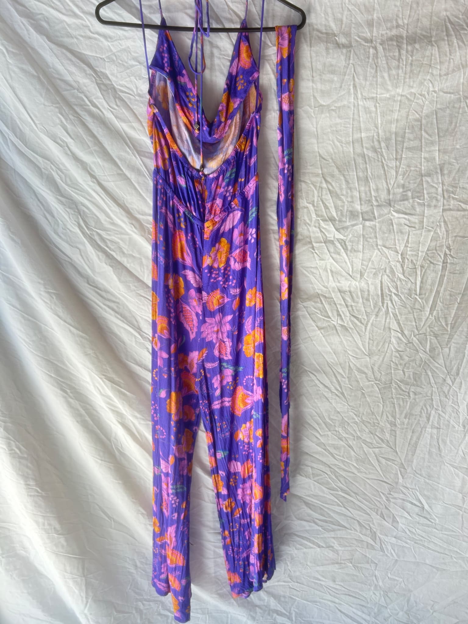 Nine Lives Bazaar Floral Halter Jumpsuit Purple Women's Size 8 — photo 4 of 7