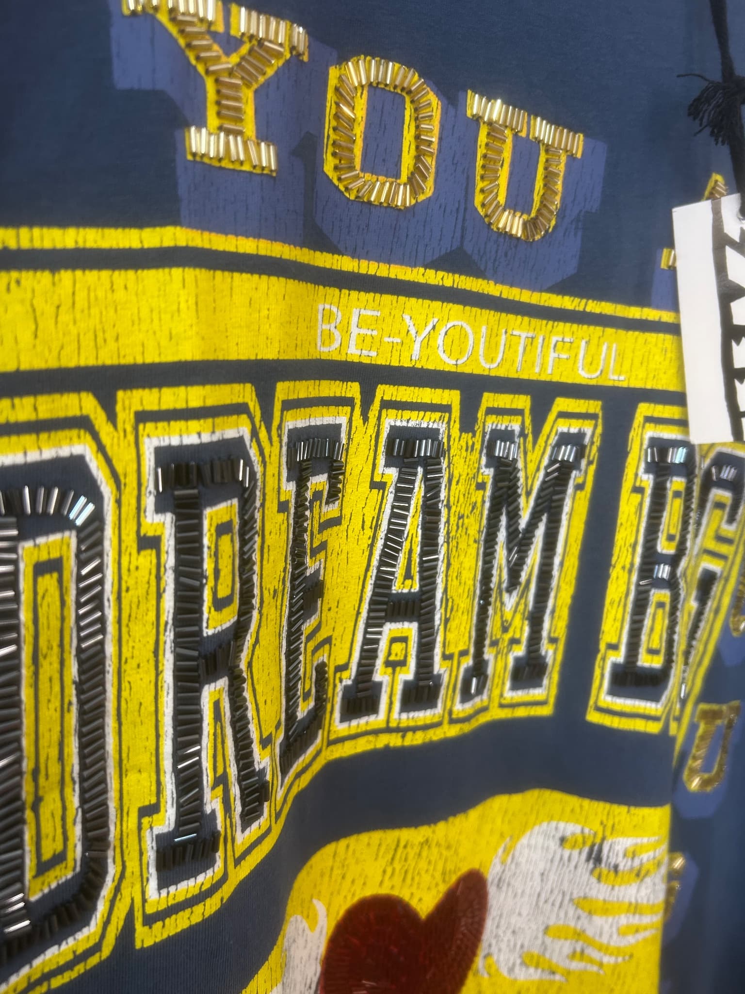 Sabbi Dream Big Oversized Beaded T-Shirt Blue New With Tags — photo 5 of 5