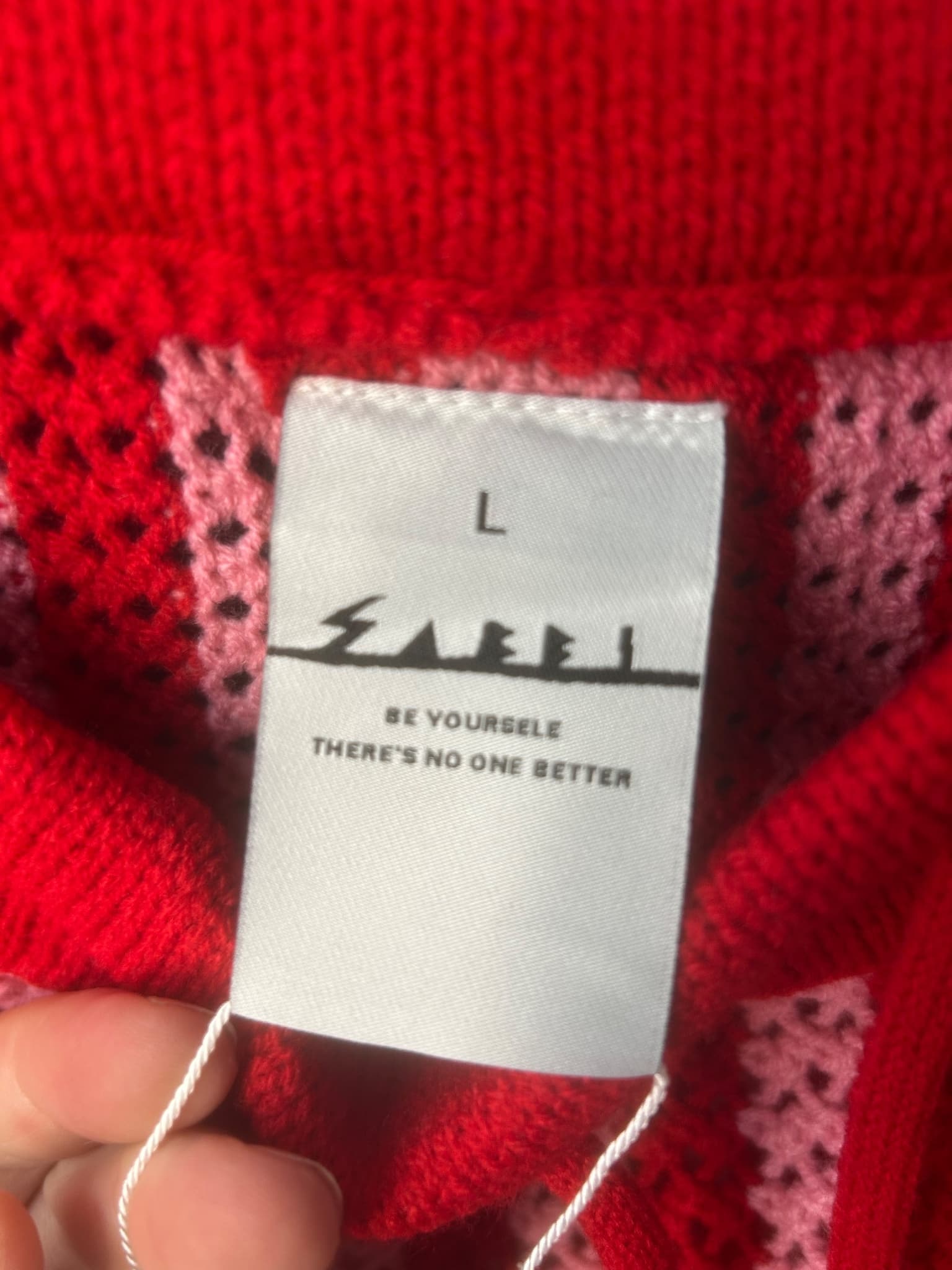 Sabbi Knited Red and Pink Striped Crochet Wide Leg Trousers - Size L — photo 5 of 5