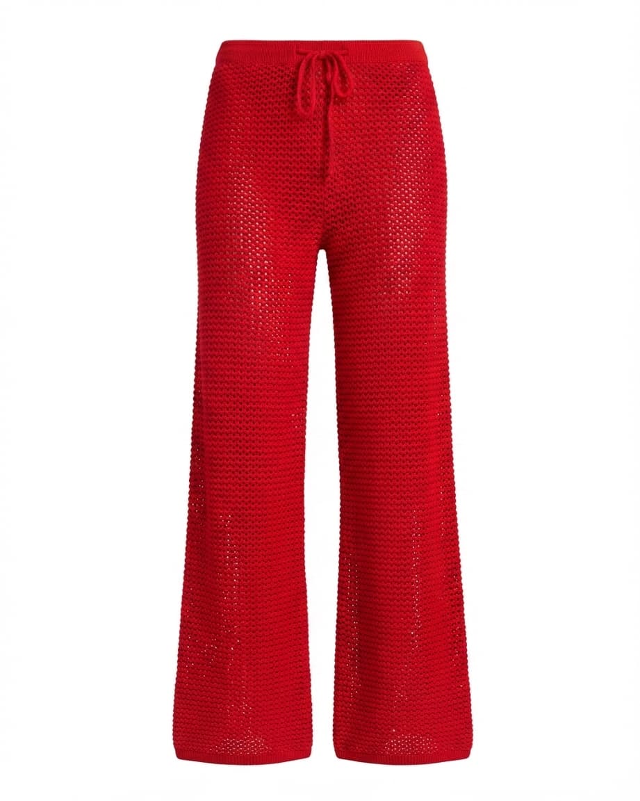Sabbi Red Crochet Knit Wide Leg Drawstring Pants — photo 1 of 2