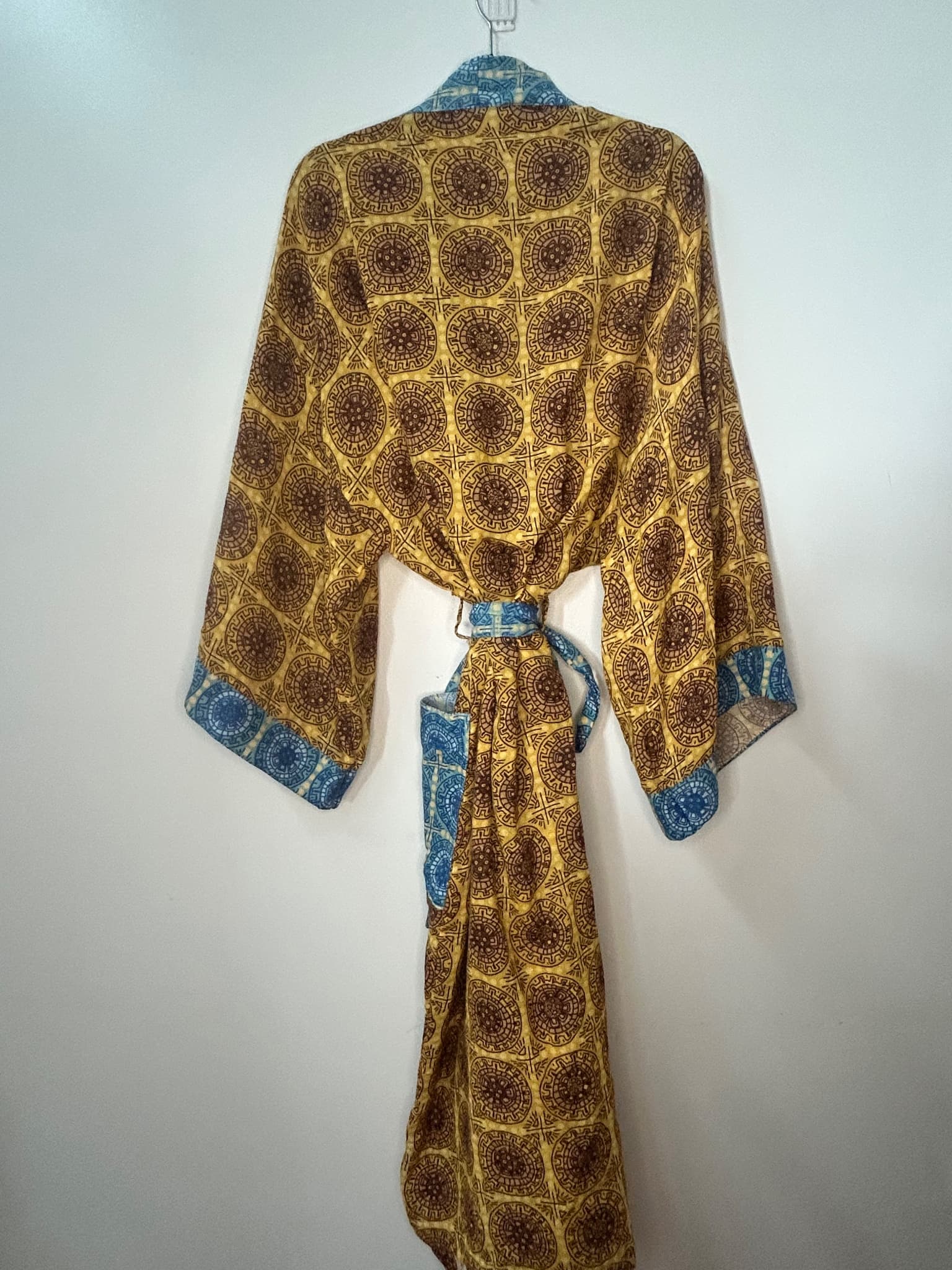 Sage x Clare Gabriella Cotton Kimono Robe Mustard Blue — photo 5 of 8