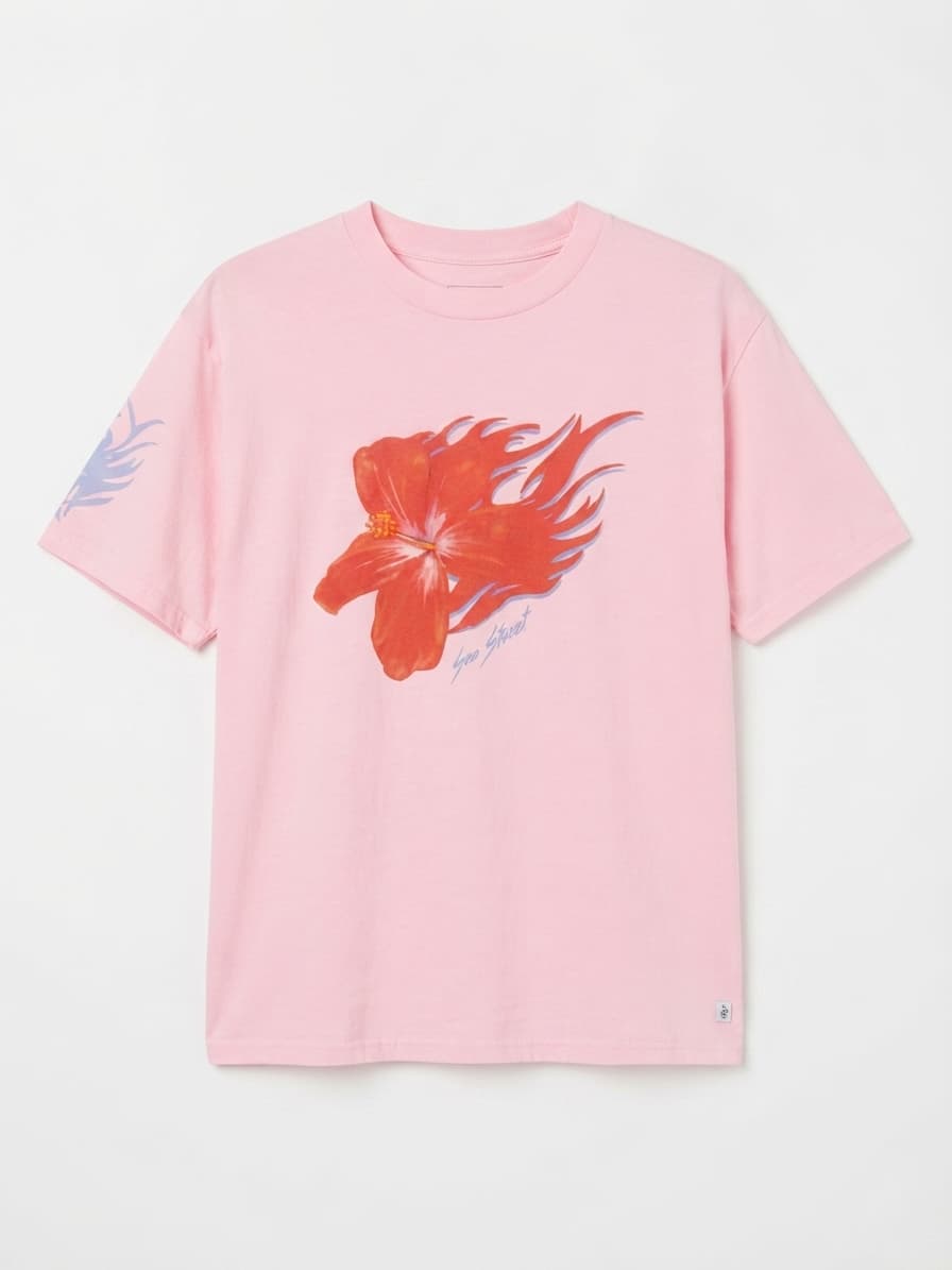 Sea Street Pink Hibiscus Flame Graphic T-Shirt Size 10 — photo 2 of 3