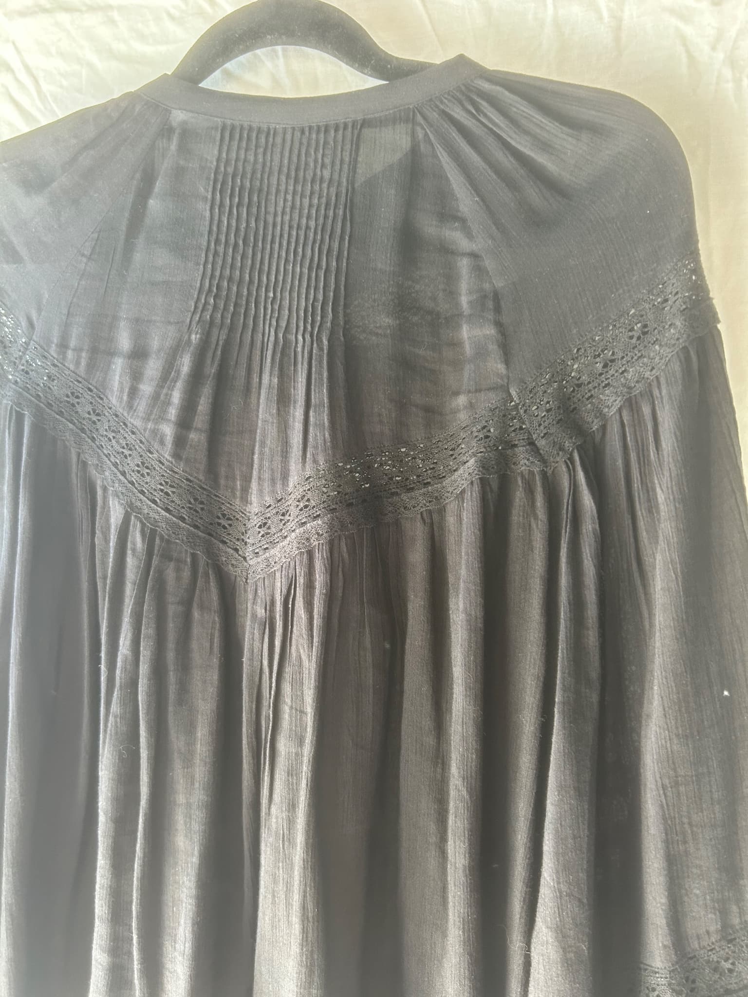 Spell Button Down Blouse Black Lace Trim Women's XS — photo 5 of 6