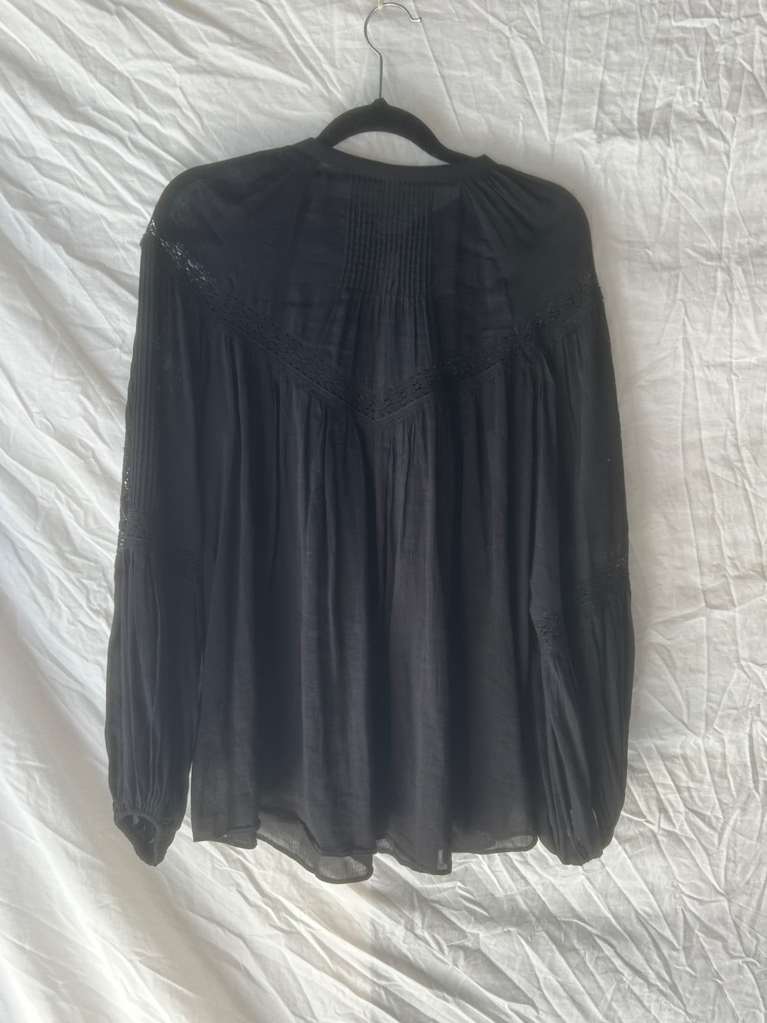 Spell Button Down Blouse Black Lace Trim Women's XS — photo 6 of 6
